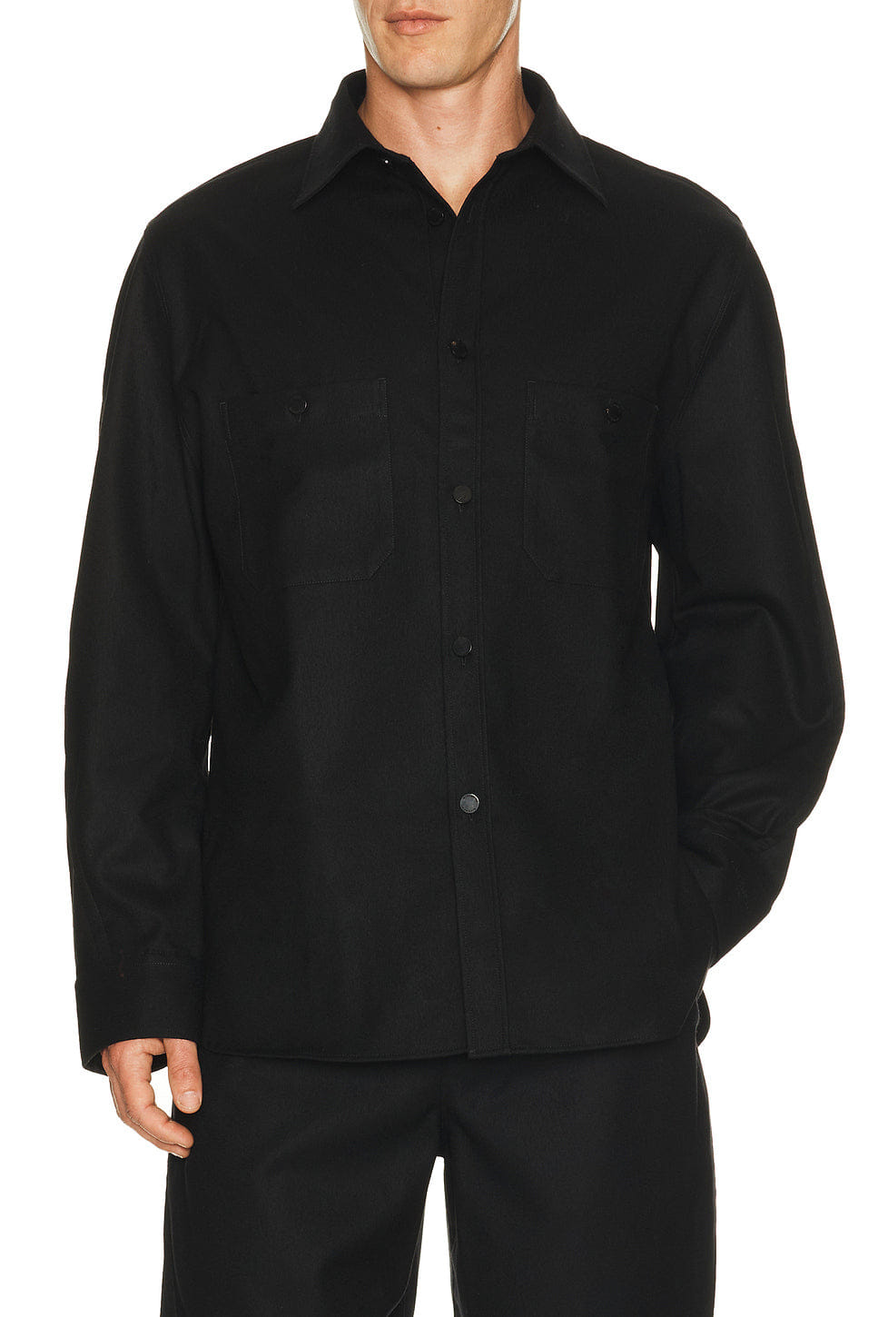 Givenchy Couture Seam Dry Wool Flannel Shirt Patch Pocket