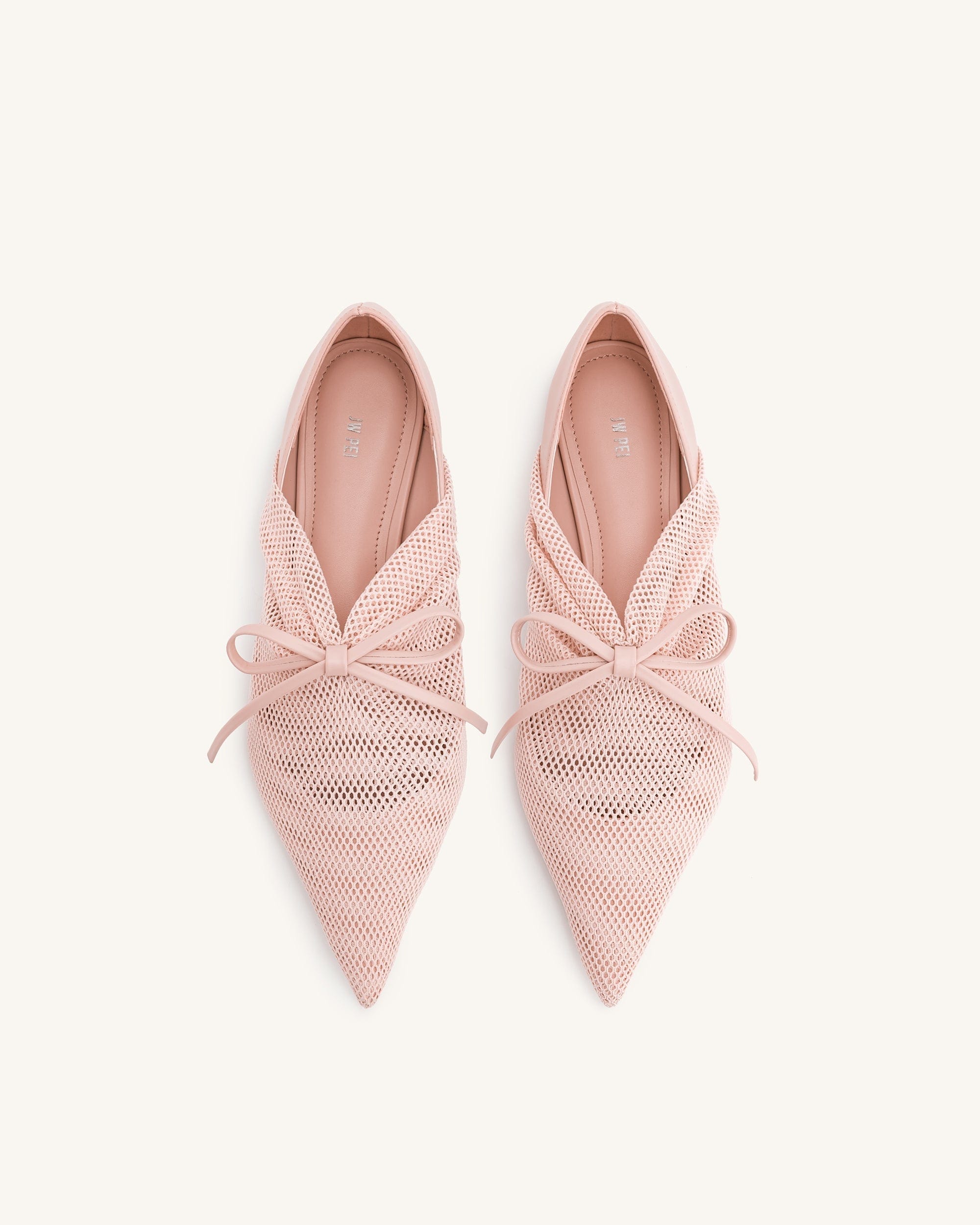 Jw Pei Reilly Fishnet Ballerina Flats Pink Beige