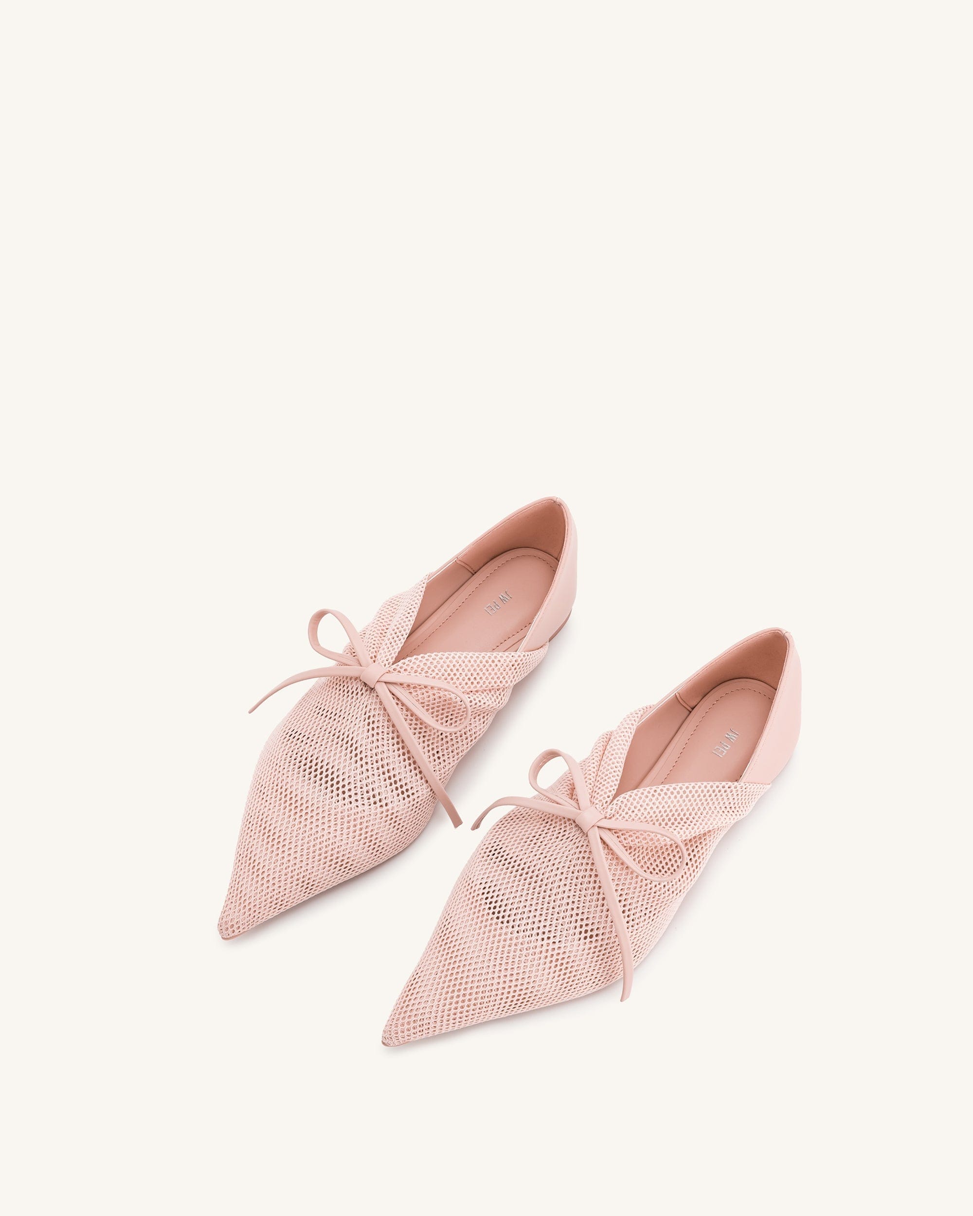 Jw Pei Reilly Fishnet Ballerina Flats Pink Beige