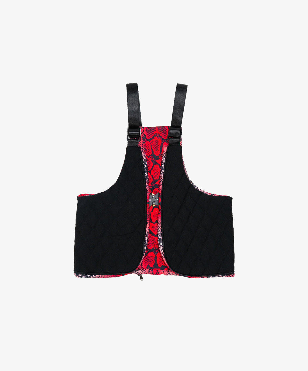 THAELY | RED SNAKESKIN CONVERTIBLE VEST TOTE { RED/BLACK