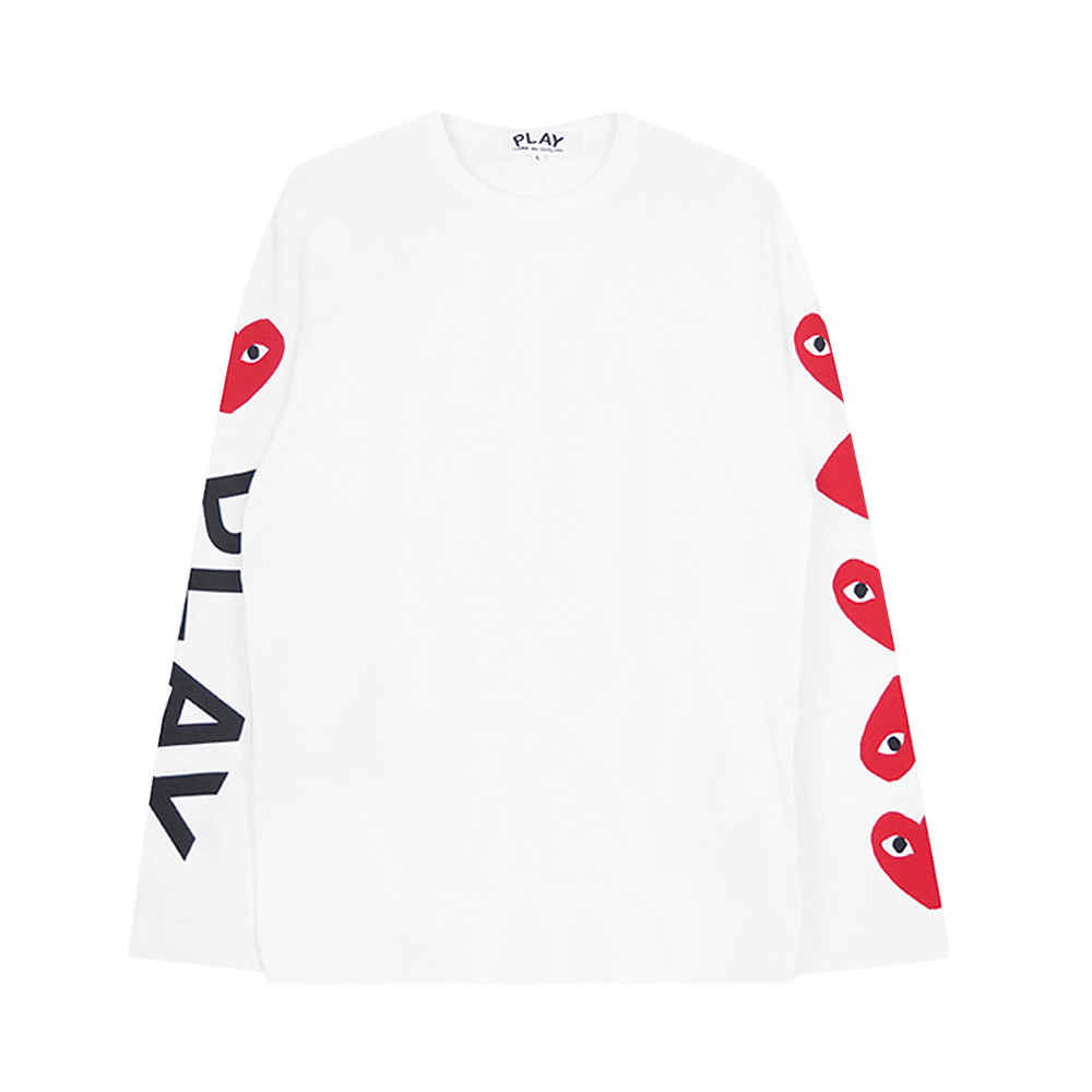 Comme des Garçons PLAY Alternating Hearts Long-Sleeve T-Shirt White