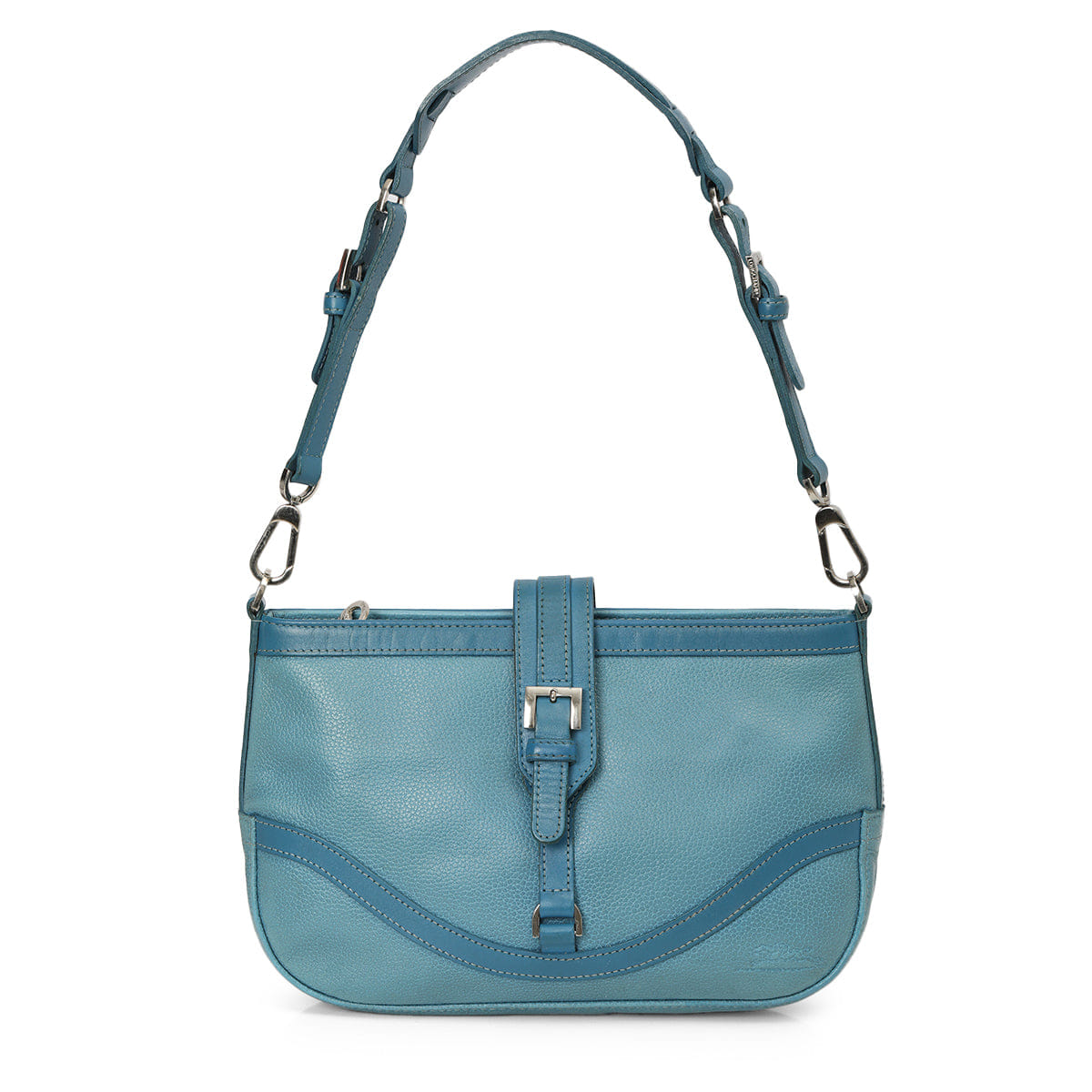 Long Champ Blue Leather Shoulder Bag One Size