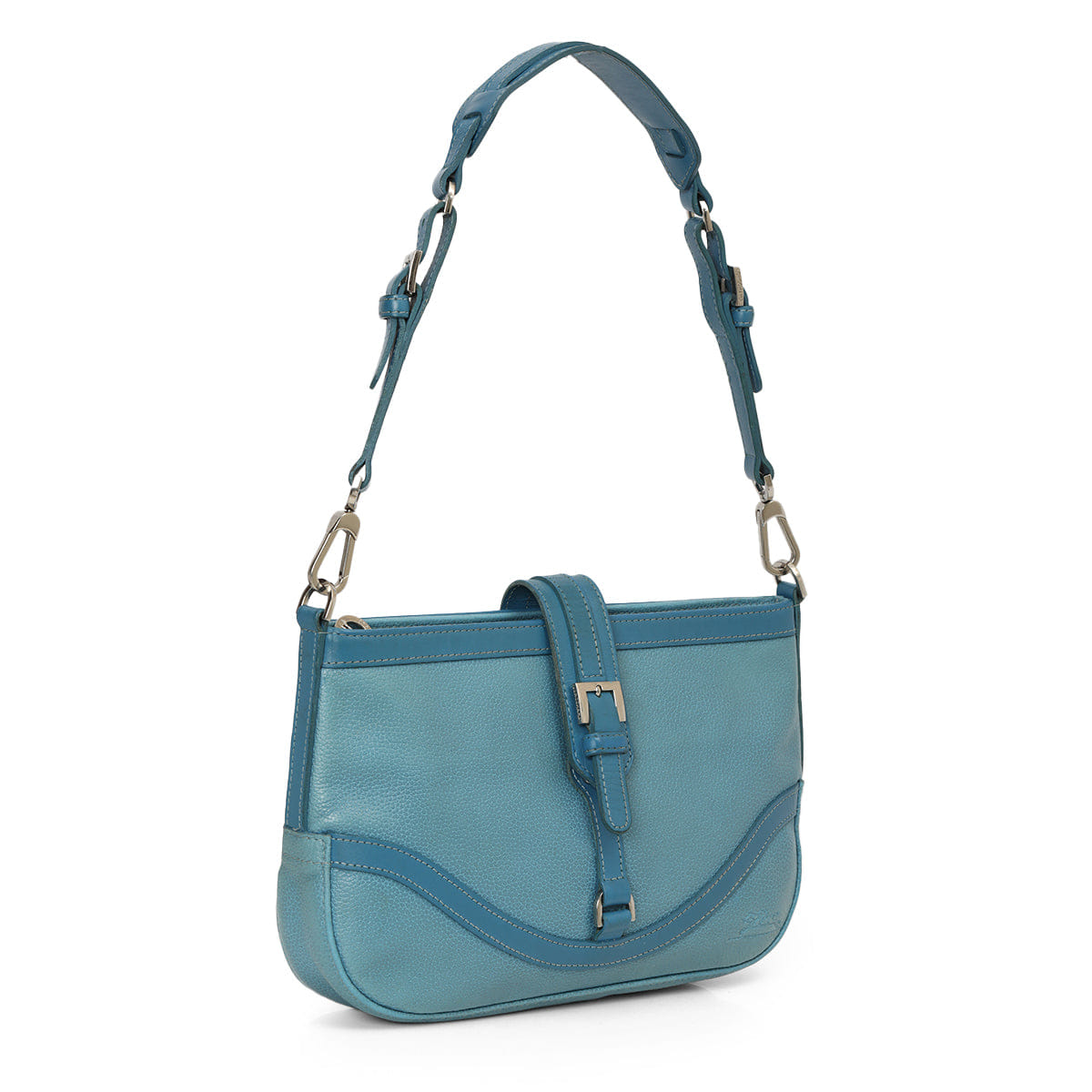 Long Champ Blue Leather Shoulder Bag One Size