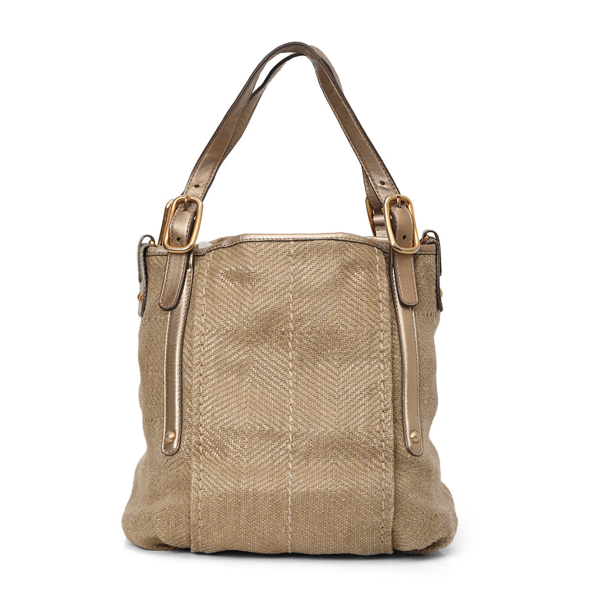 Tods Brown Woven Fabric and Leather Shoulder Bag One Size