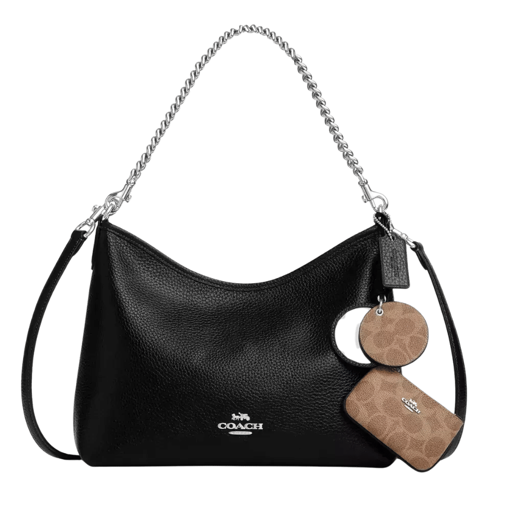 Laurel Shoulder Bag With Mirror Charm And Pouch Black