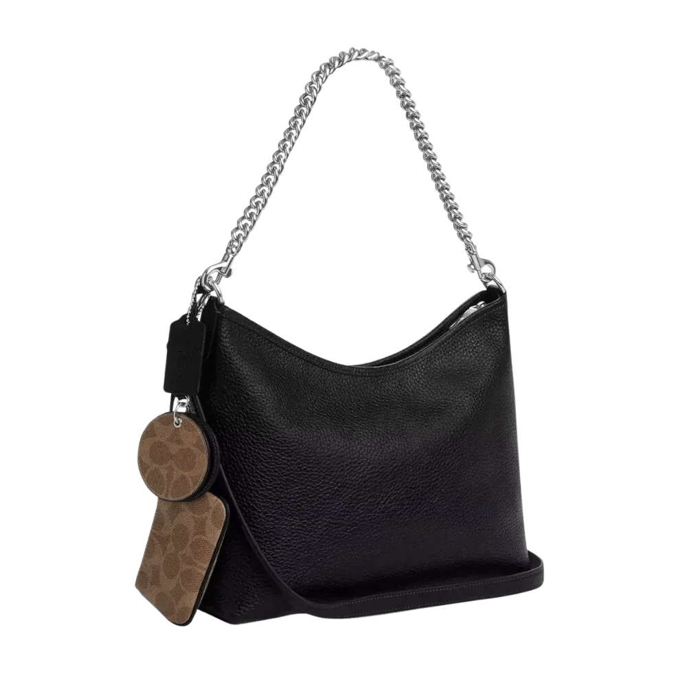 Laurel Shoulder Bag With Mirror Charm And Pouch Black