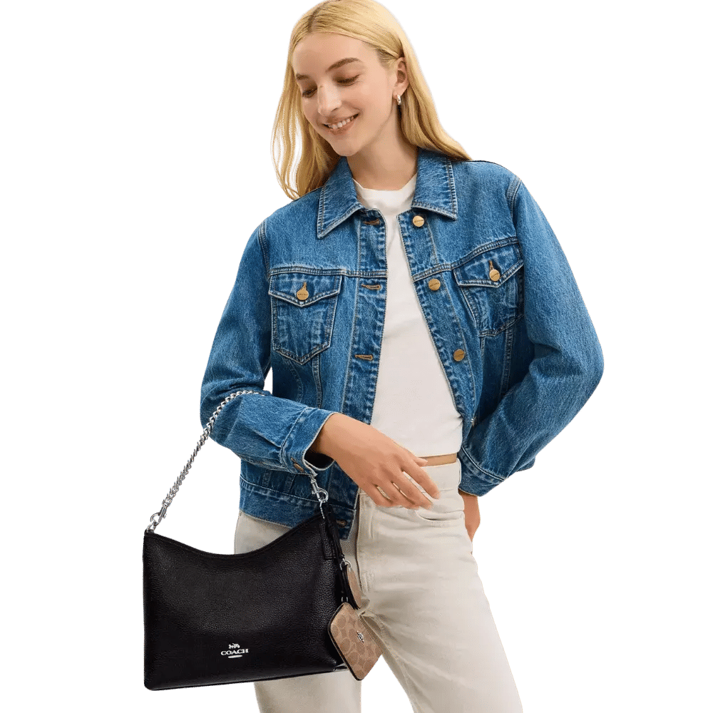 Laurel Shoulder Bag With Mirror Charm And Pouch Black