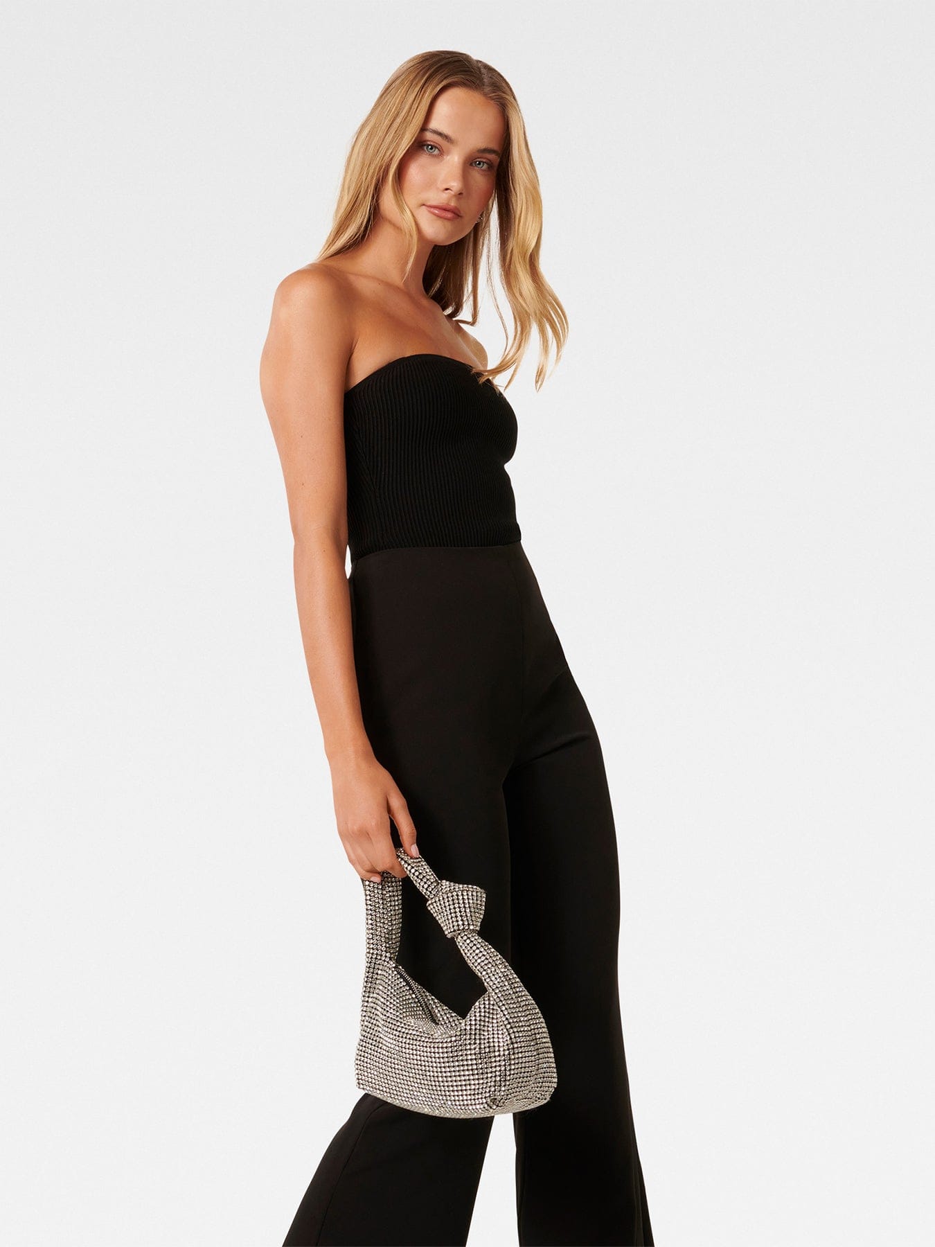 Forever New Signature Daphne Knot Embellished Shoulder Bag Silver