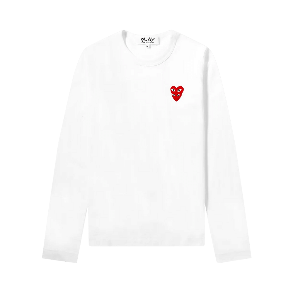 Comme des Garçons PLAY Double Heart Long-Sleeve T-Shirt White