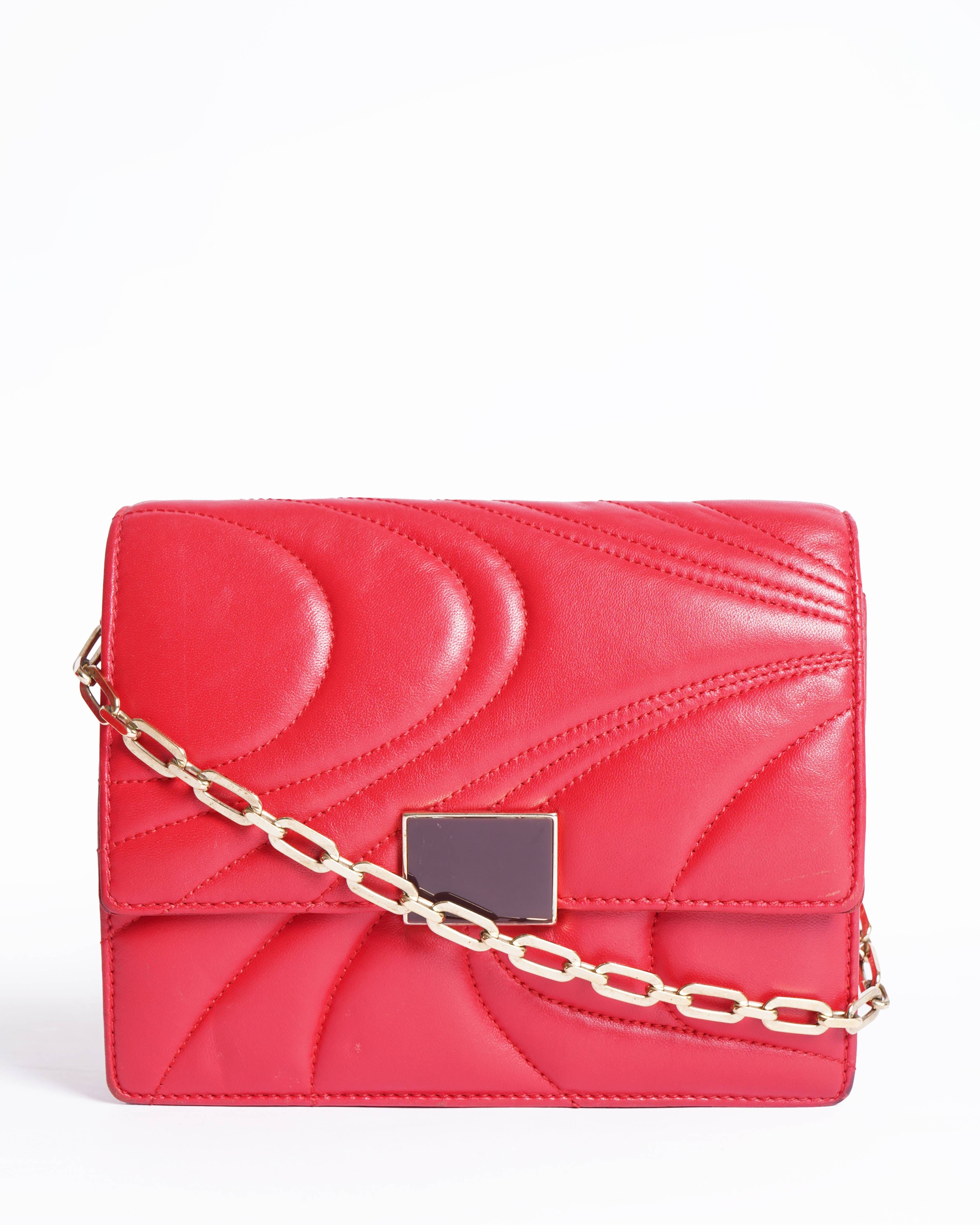 Emilio Pucci Red Quilted Leather Shoulder Bag