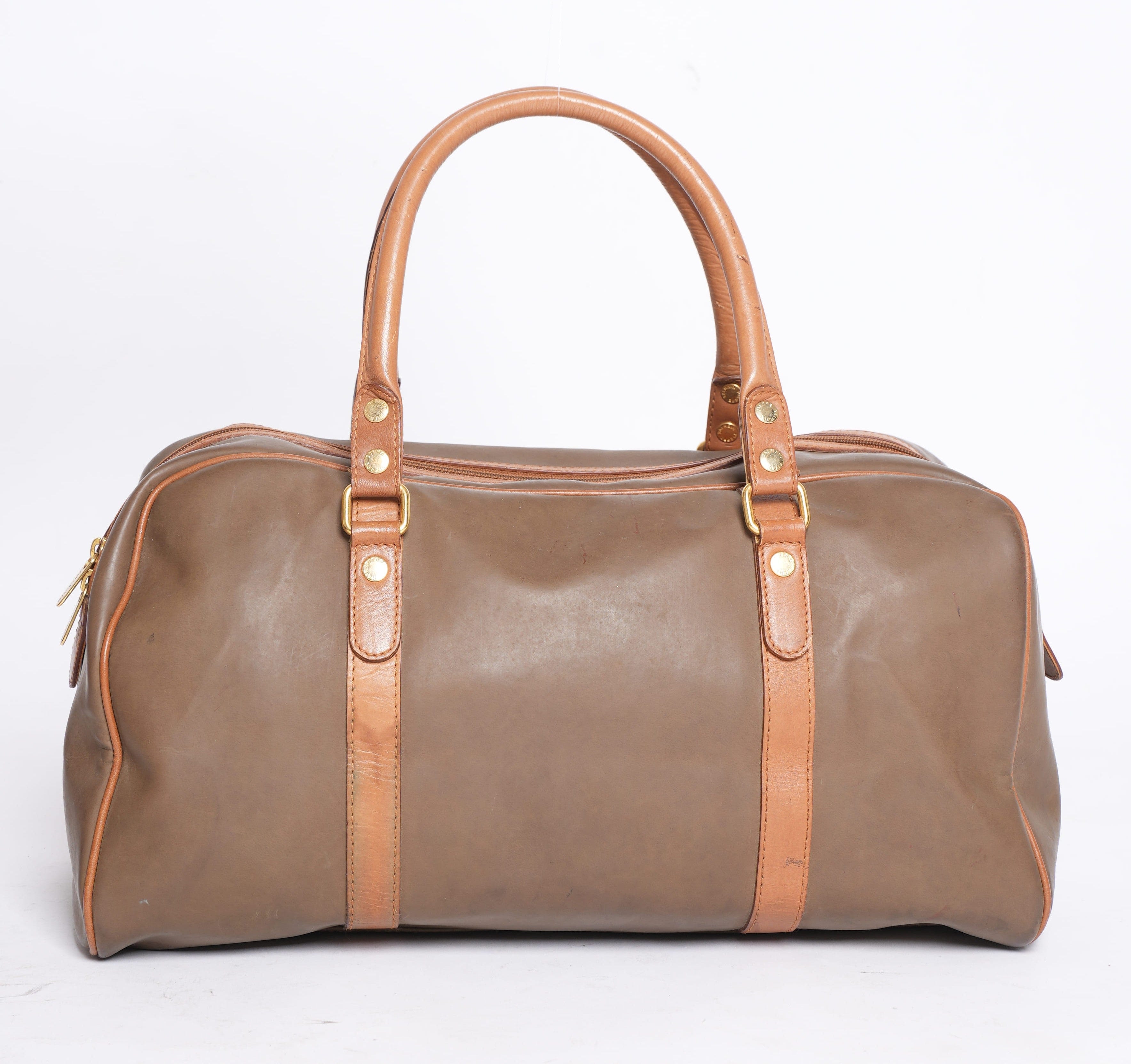 Pierre Balmain Vintage Pierre Balmain Calfskin Leather Duffle Bag with Small Shoulder Bag