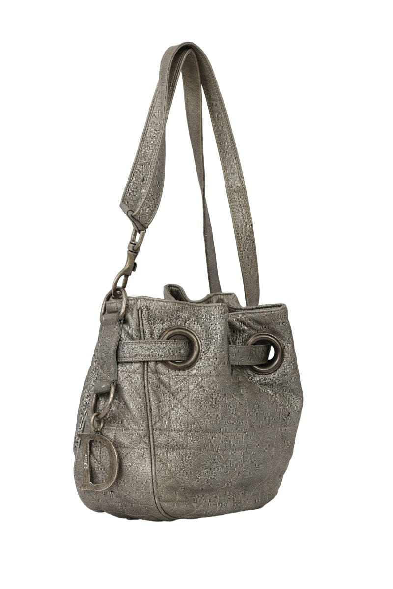 Retag Reselling Luxury Private Limited Christian Diorcannage Leather Drawstring Shoulder Bag