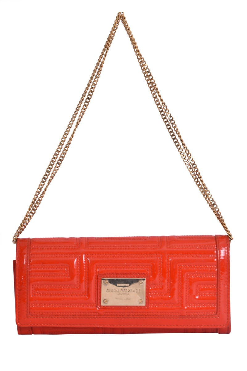 Gianni Versace Orange Wallet On Chain Shoulder Bag