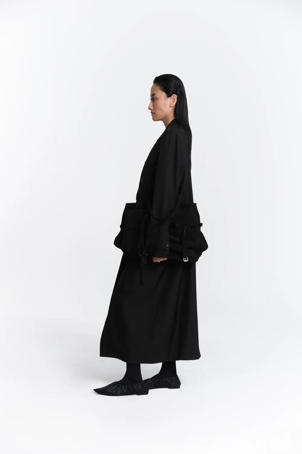 Aesthetic Pleasure Obi Suede Shoulder Bag in Black