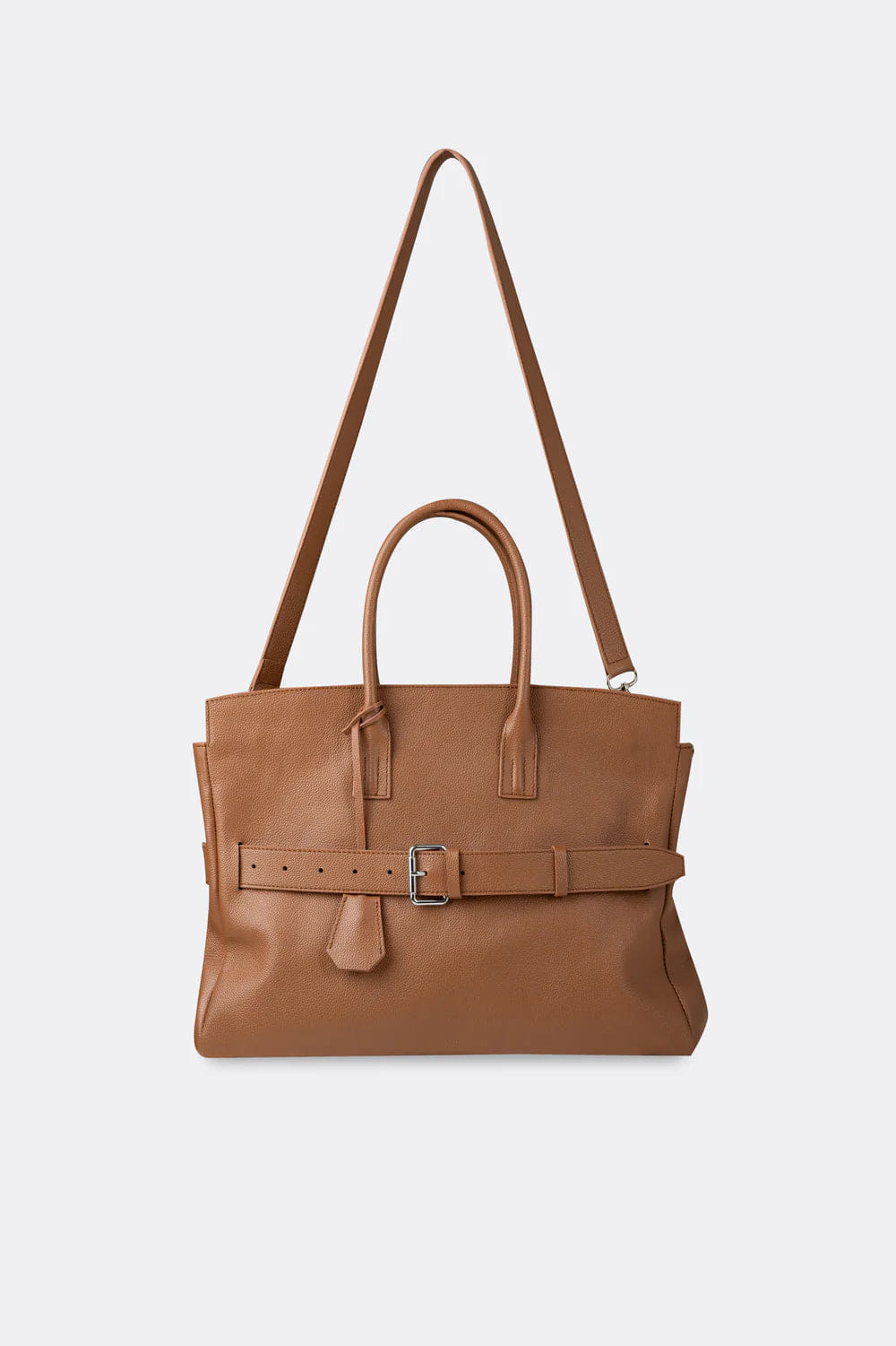 Aesthetic Pleasure Affix Grain Leather Shoulder Bag in Brown