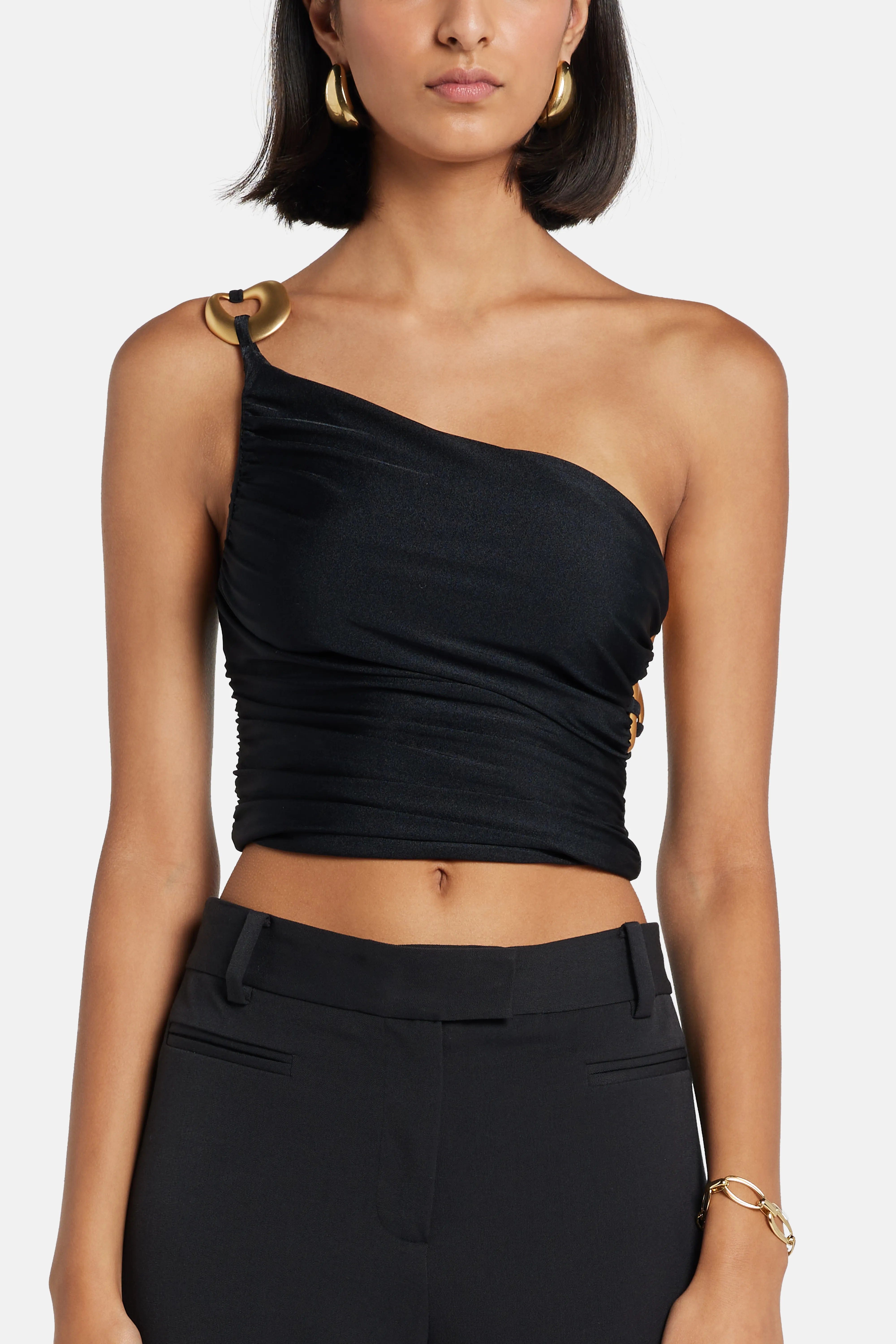 Lediel Bacilica One Shoulder Top in Black