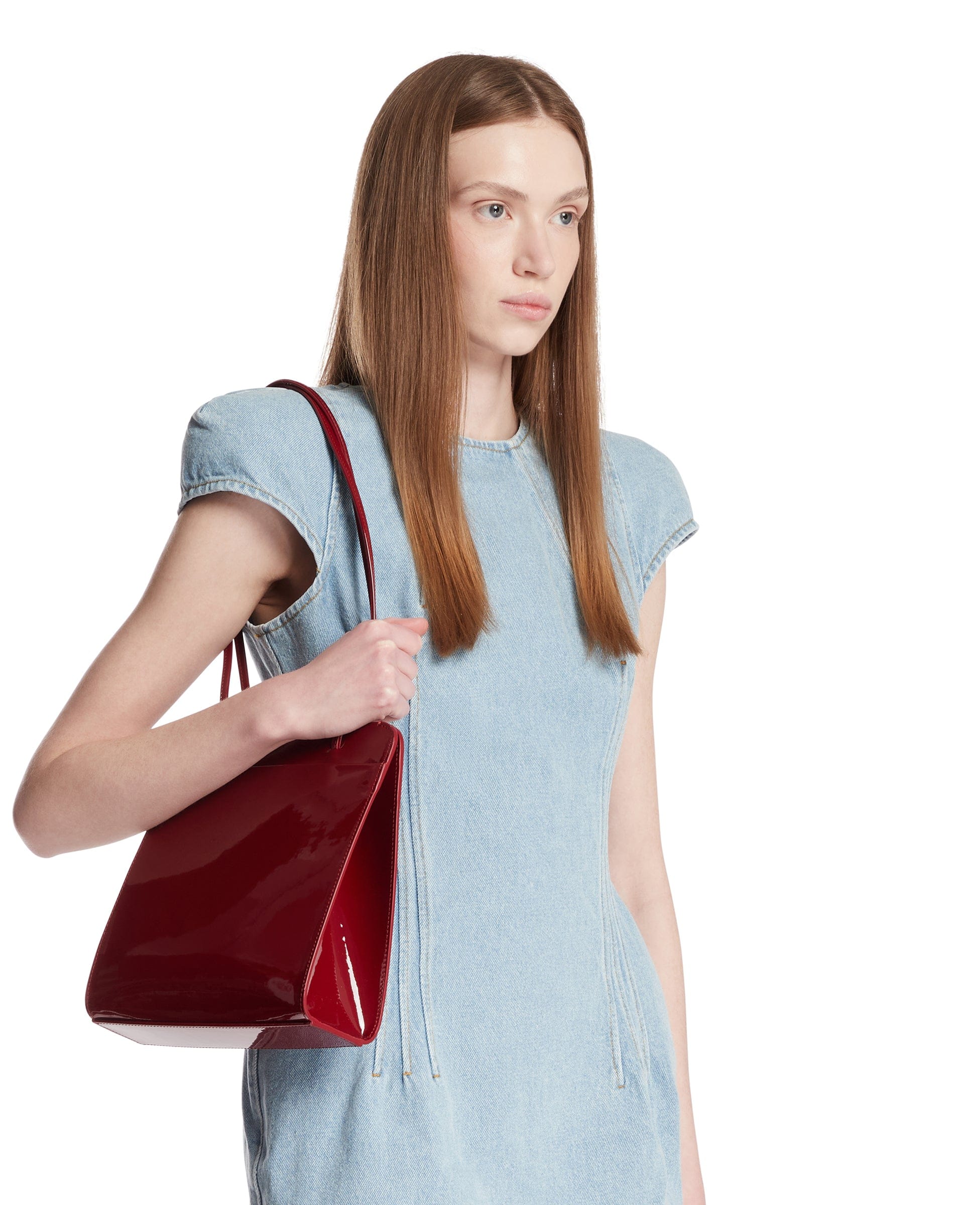 FANE Borsa Lisse In Pelle Rossa