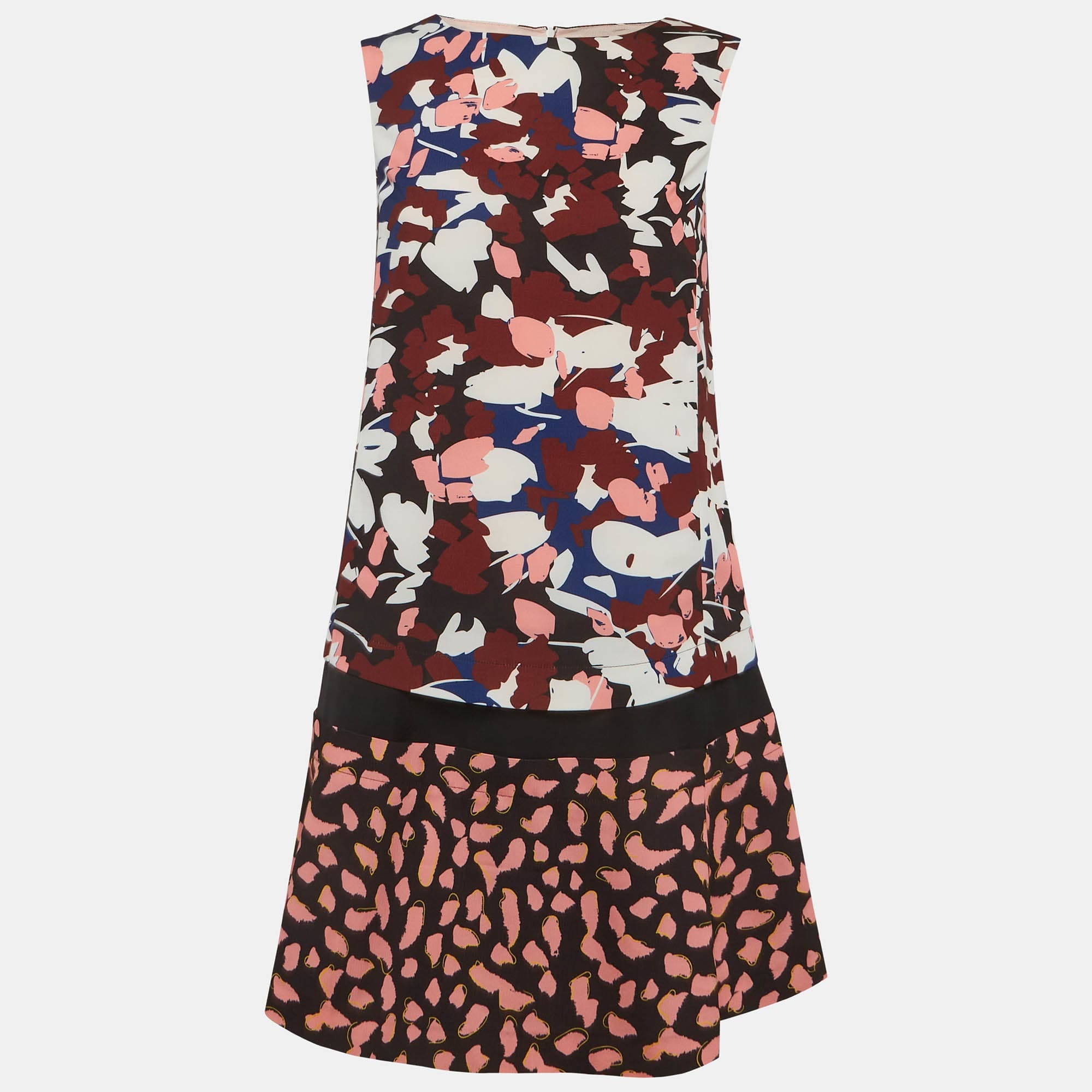 Jil Sander Multicolour Abstract Print Crepe Panel Mini Dress