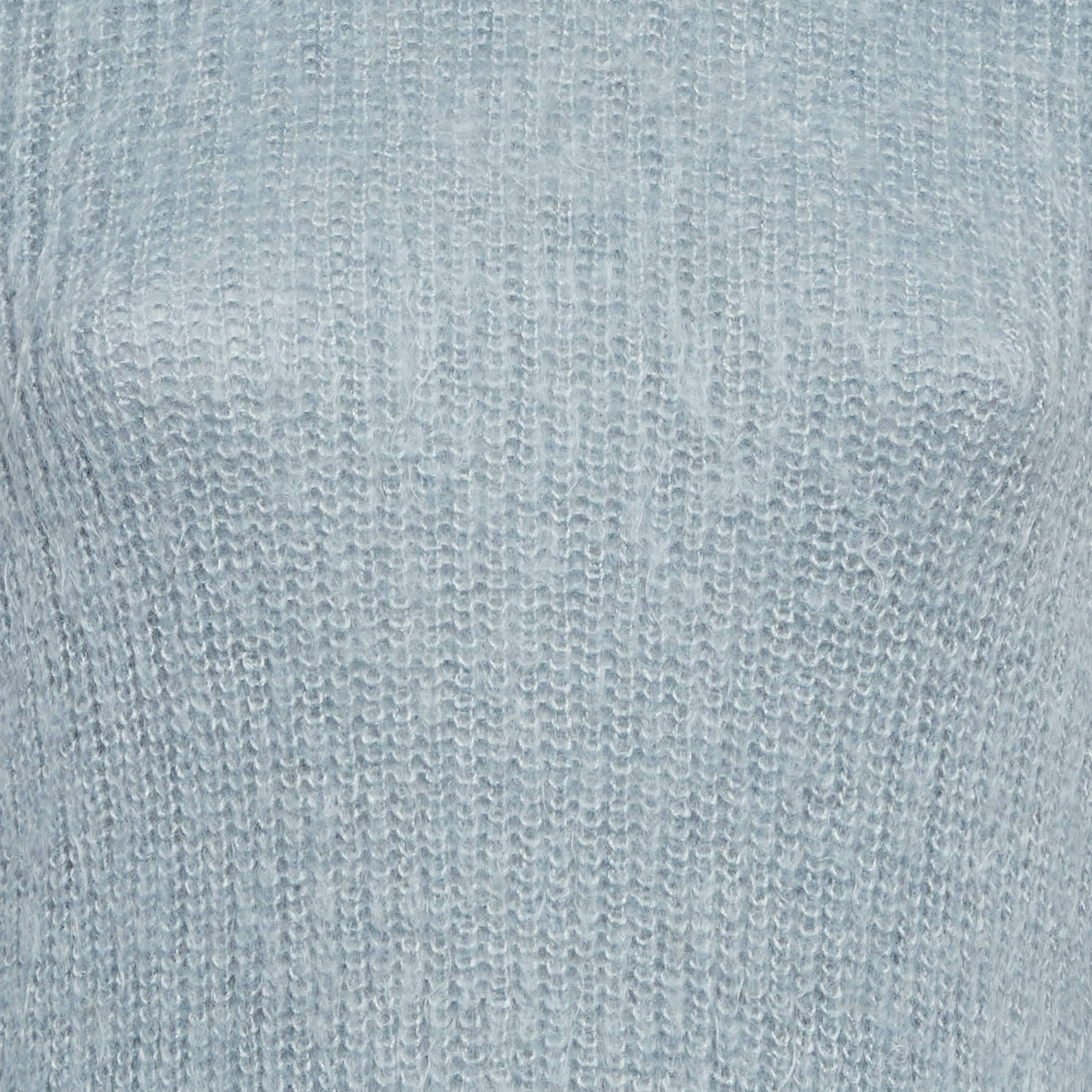 Jil Sander Blue Mohair Rib Knit Mock Neck Sweater