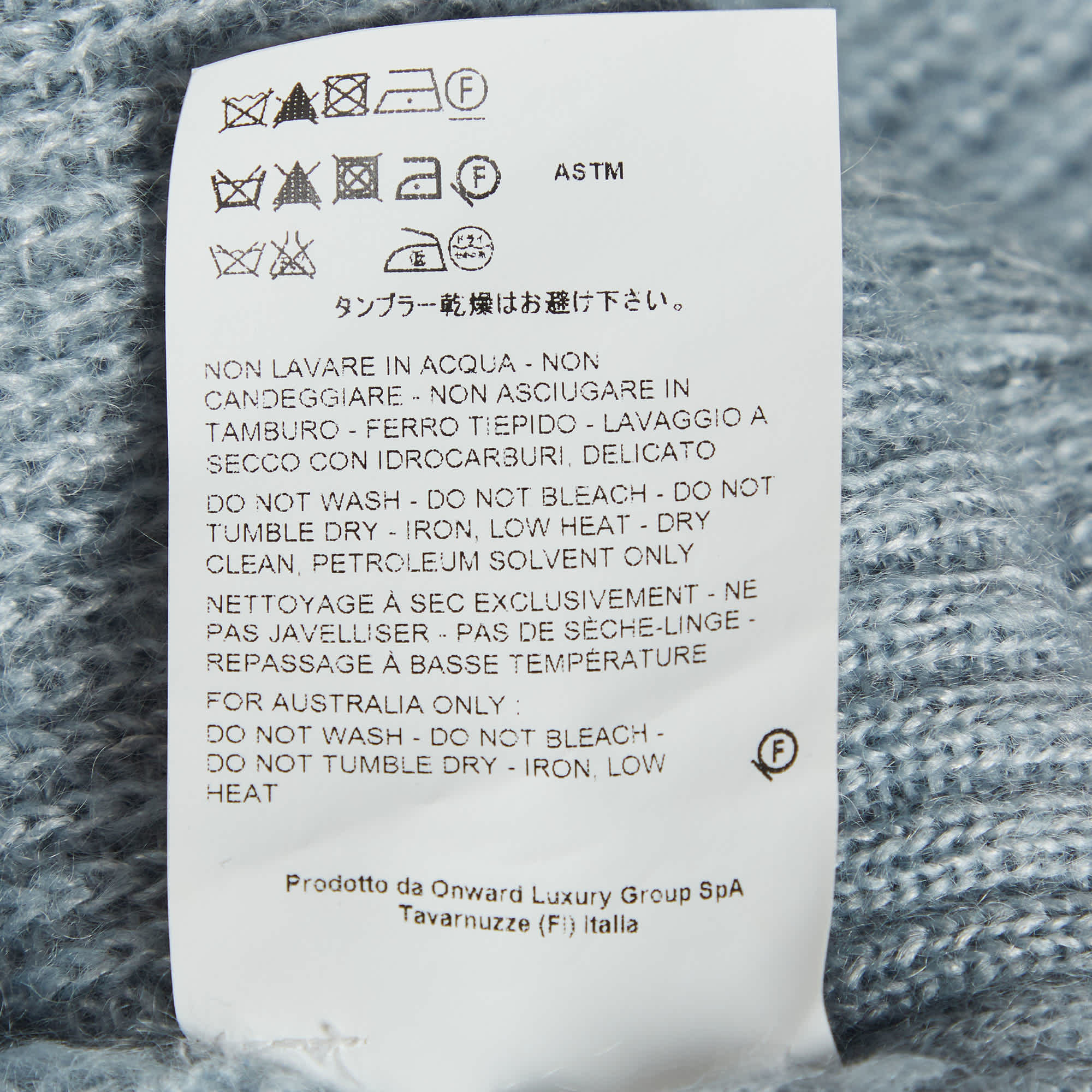 Jil Sander Blue Mohair Rib Knit Mock Neck Sweater