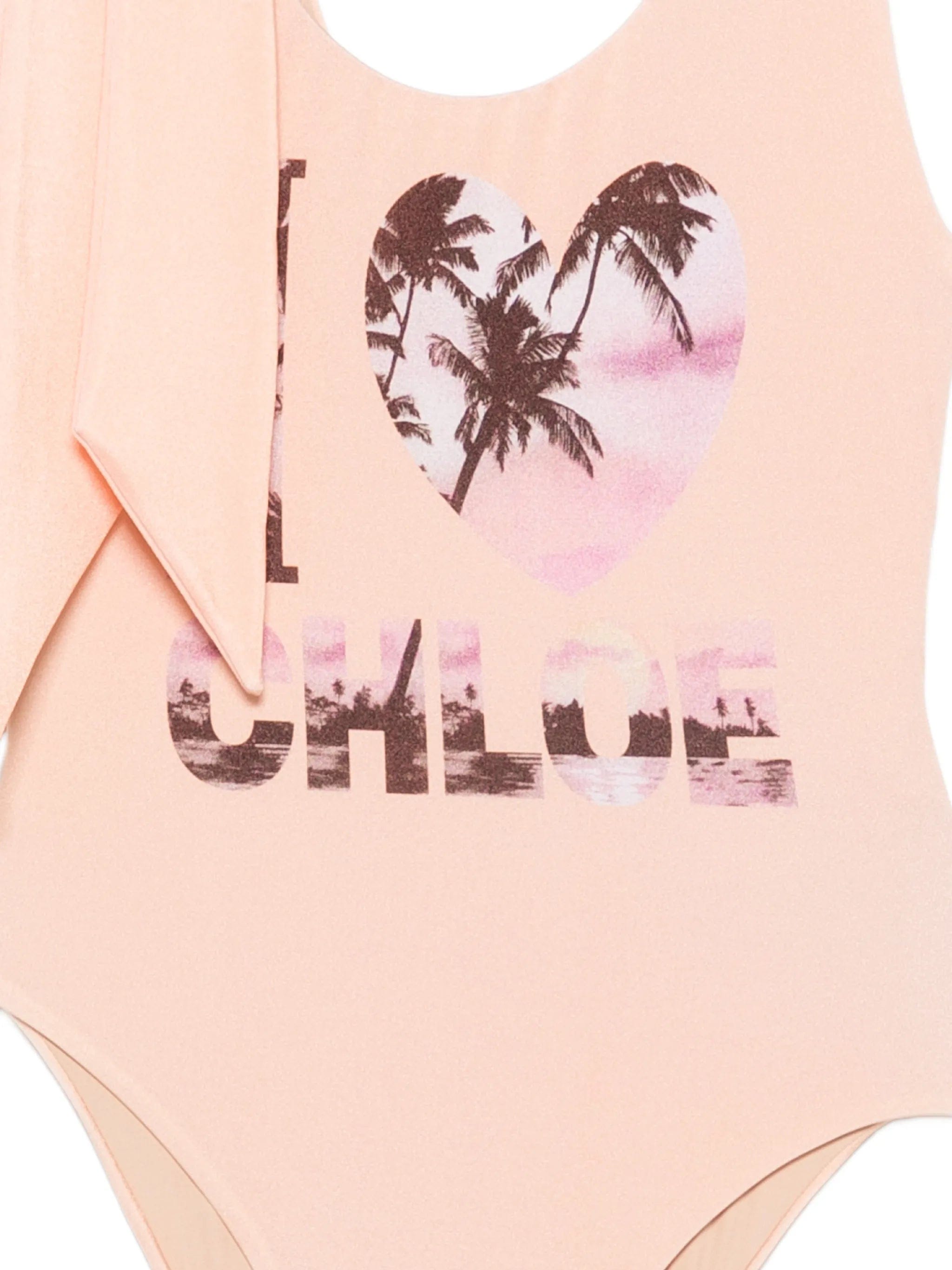 Chloé bow - detail graphic - print swimsuit