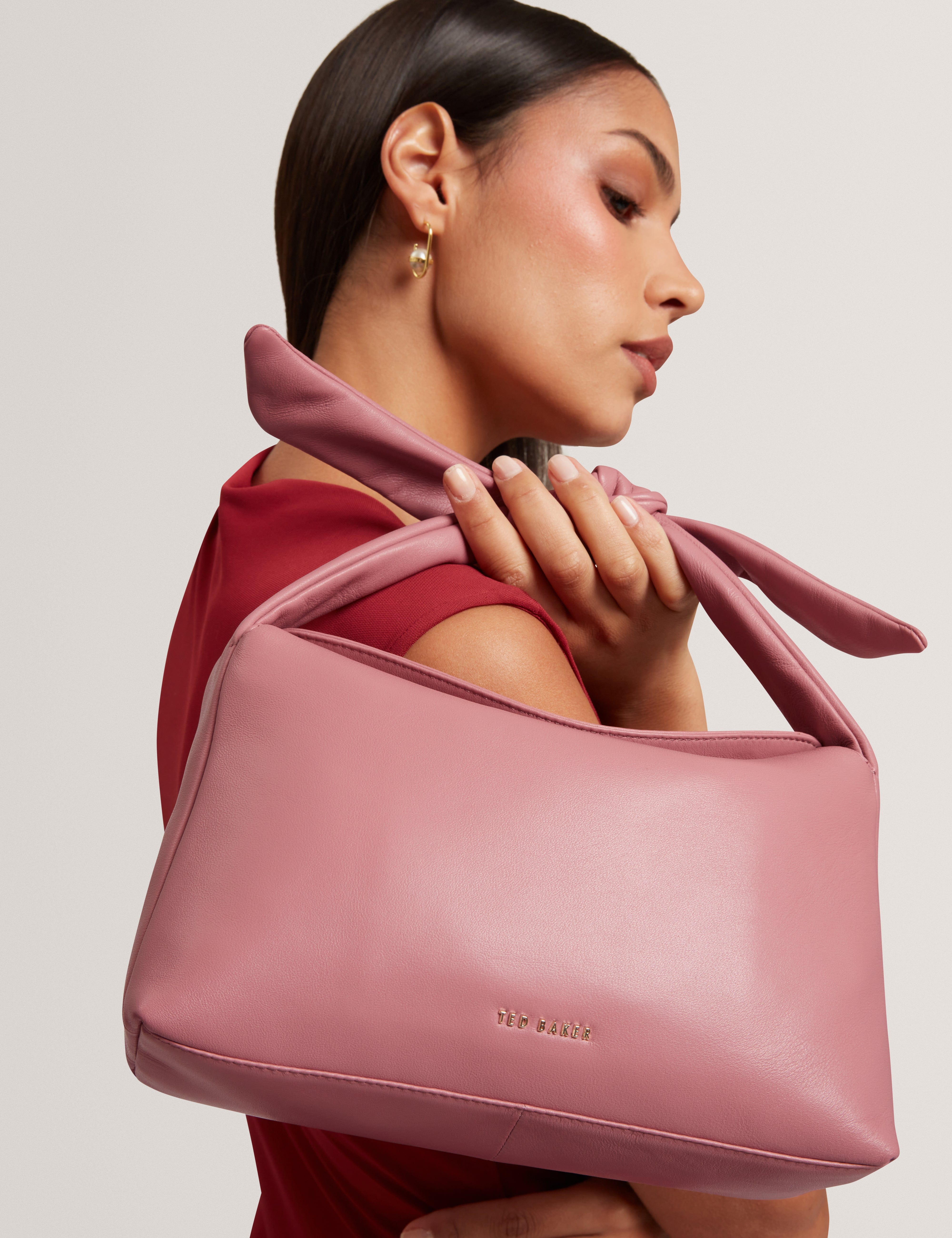 SOFT Nyaal Soft Knot Bow Leather Shoulder Bag Pl - Pink
