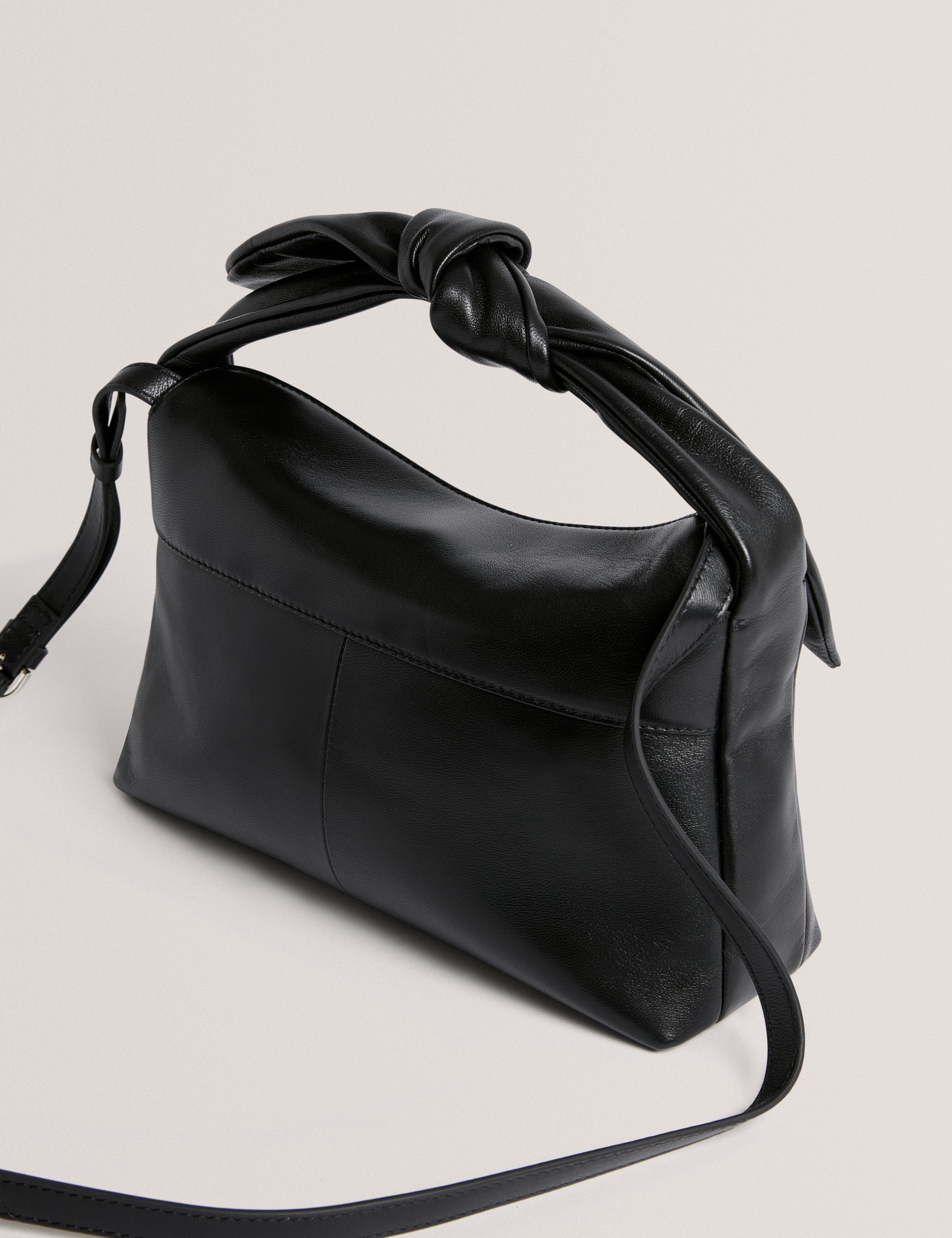 SOFT Nyaal Soft Knot Bow Leather Shoulder Bag Black