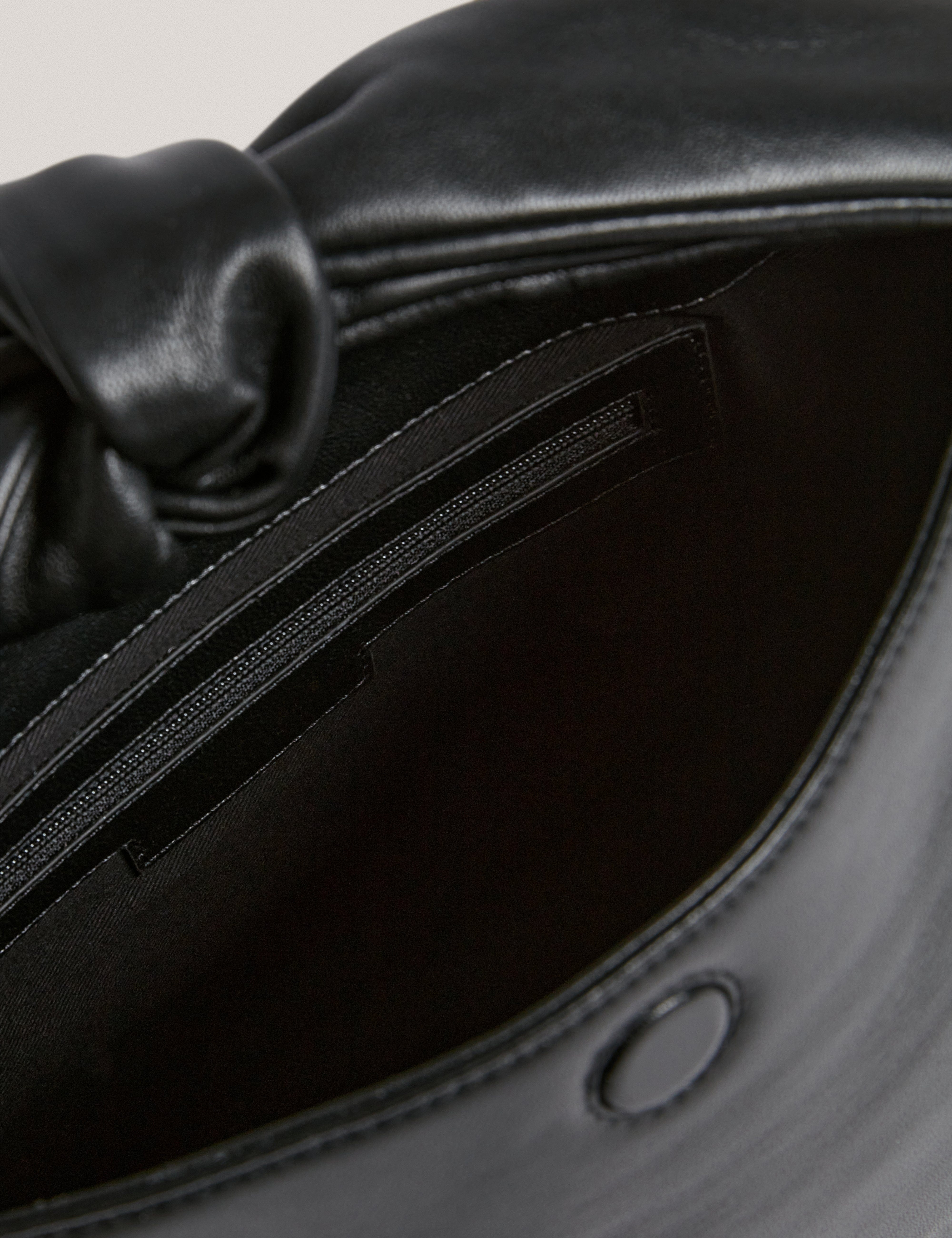 SOFT Nyaal Soft Knot Bow Leather Shoulder Bag Black