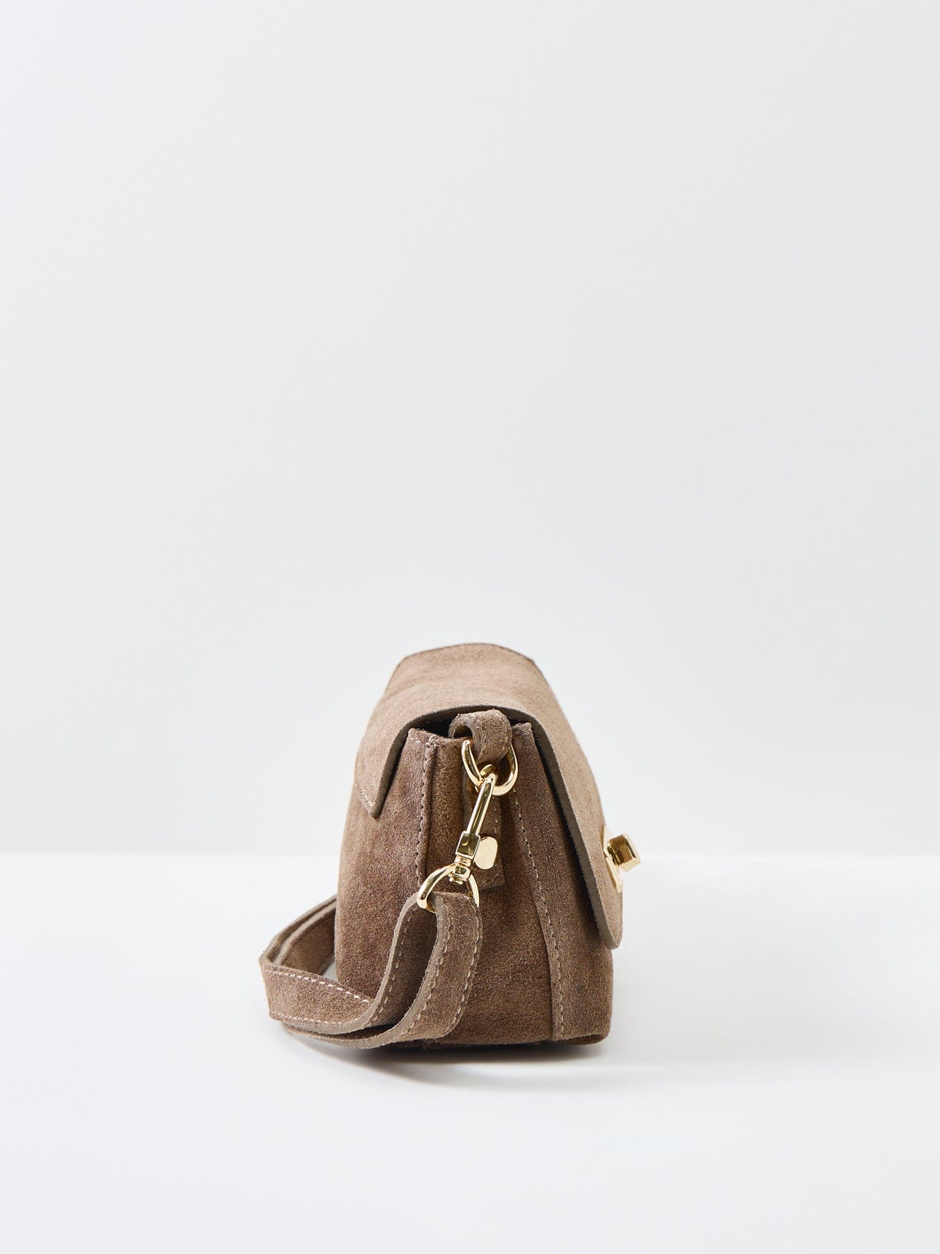 Apatchy London Maisie Mini Suede Shoulder Bag Mink