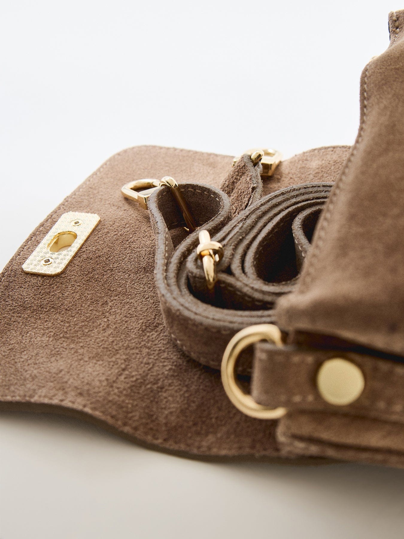 Apatchy London Maisie Mini Suede Shoulder Bag Mink