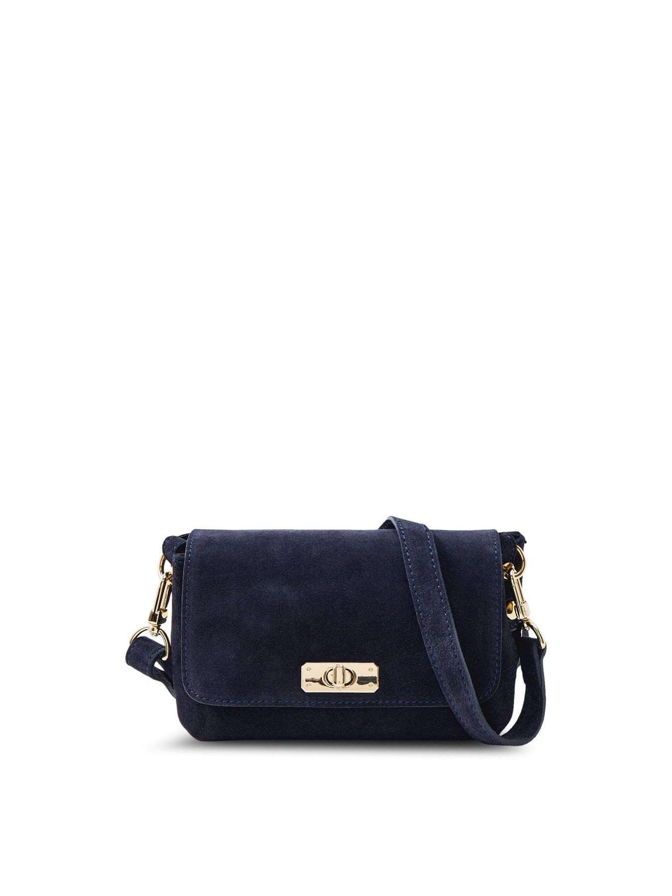 Apatchy London Maisie Mini Suede Shoulder Bag Navy