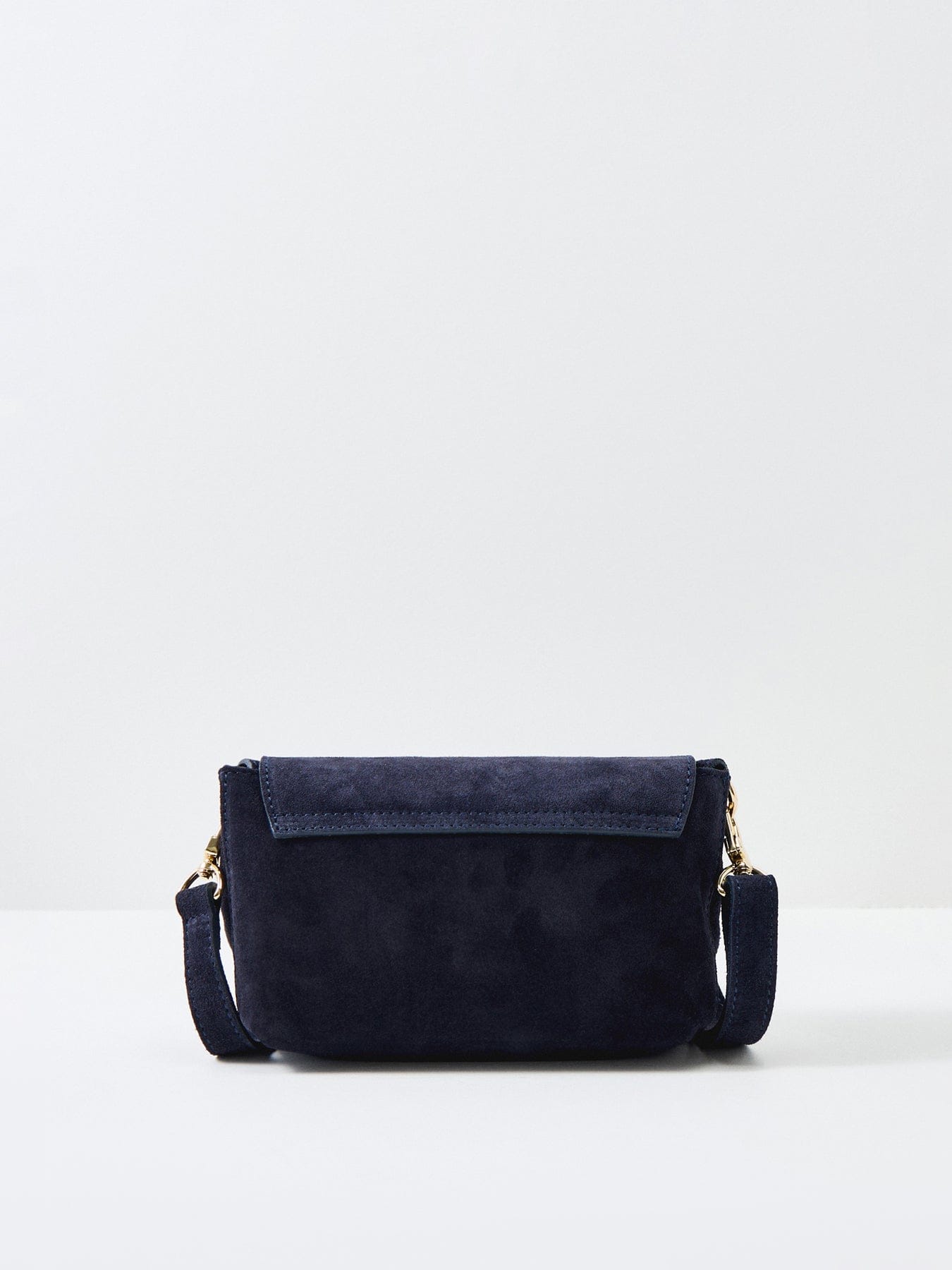 Apatchy London Maisie Mini Suede Shoulder Bag Navy
