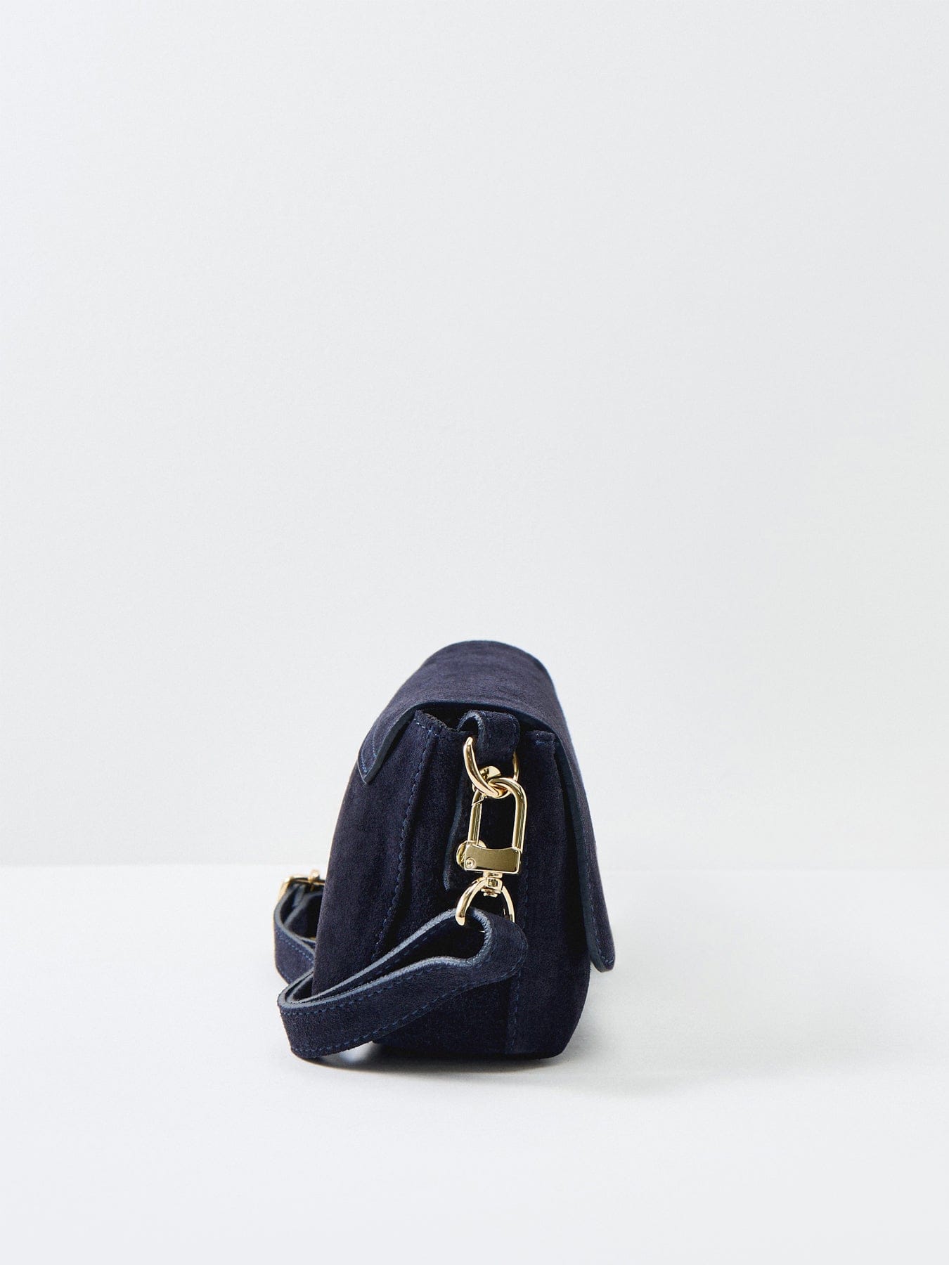 Apatchy London Maisie Mini Suede Shoulder Bag Navy