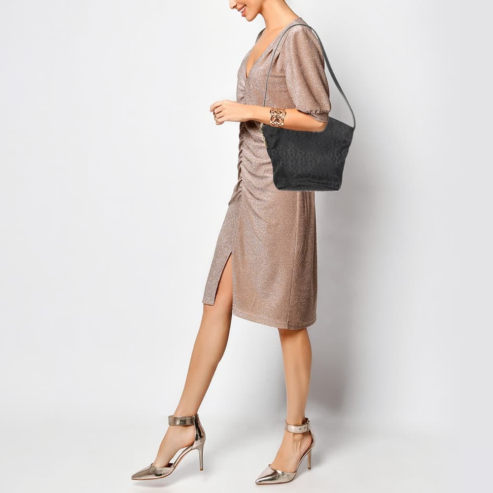 Aigner Black Signature Canvas And Leather Shoulder Bag