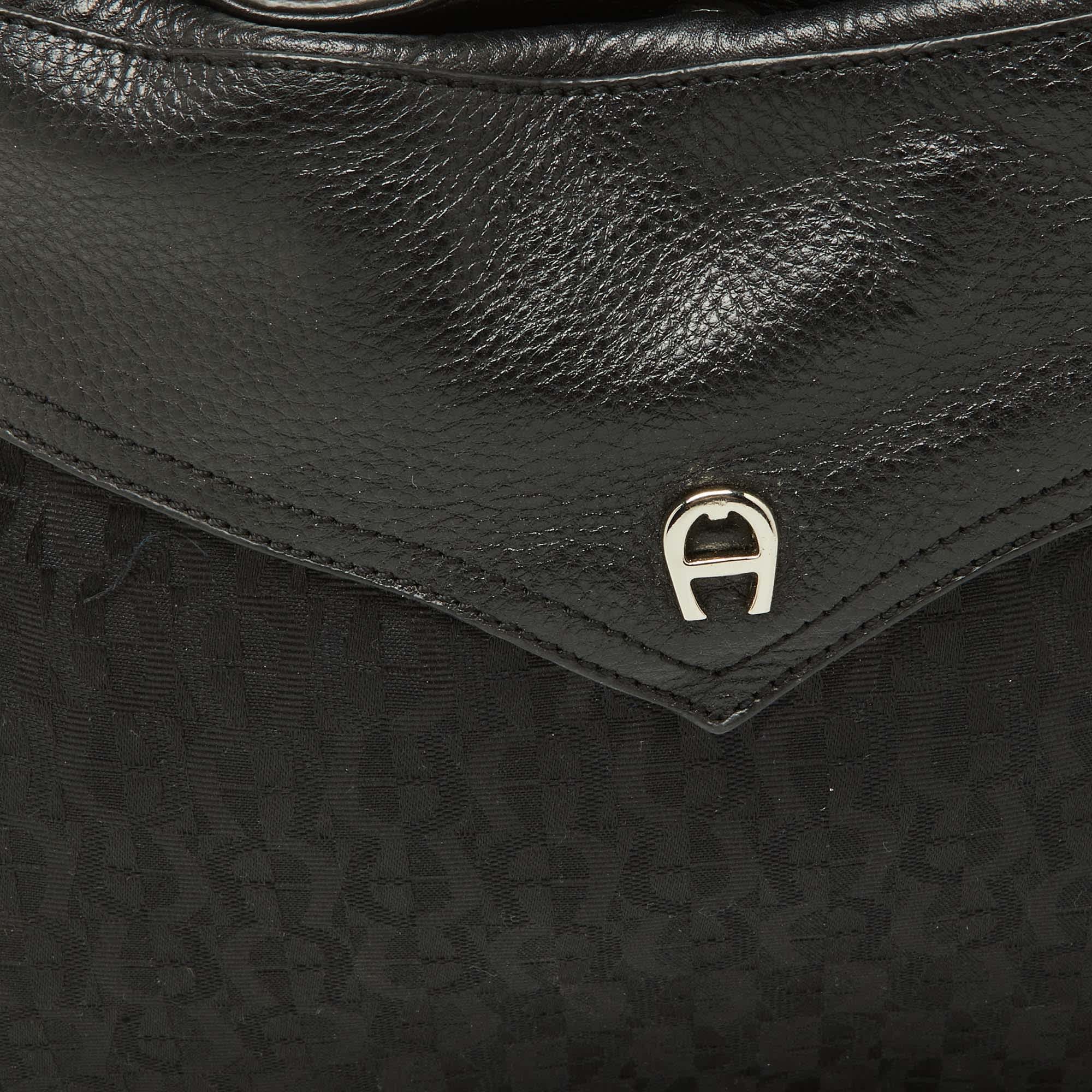 Aigner Black Signature Canvas And Leather Hobo