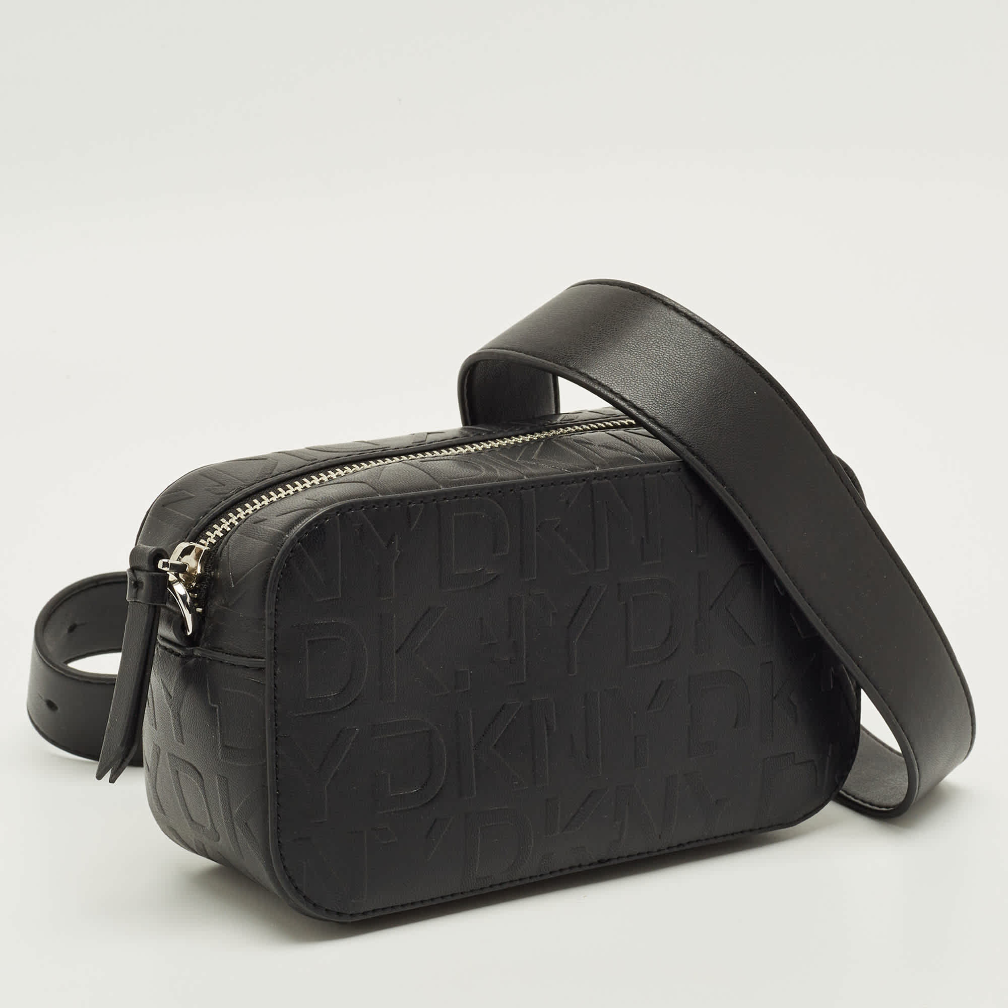 Monogram Dkny Black Monogram Embossed Leather Camera Bag
