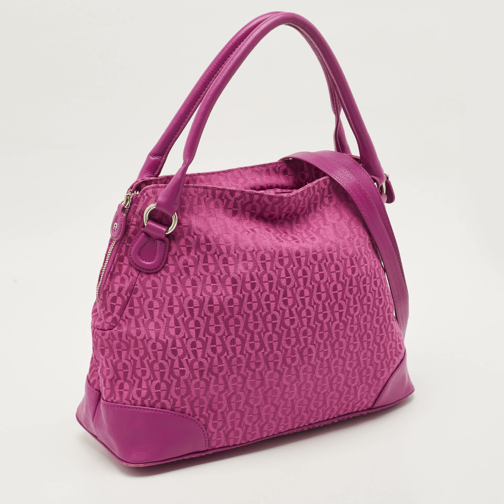 Aigner Pink Canvas And Leather Totes Bag