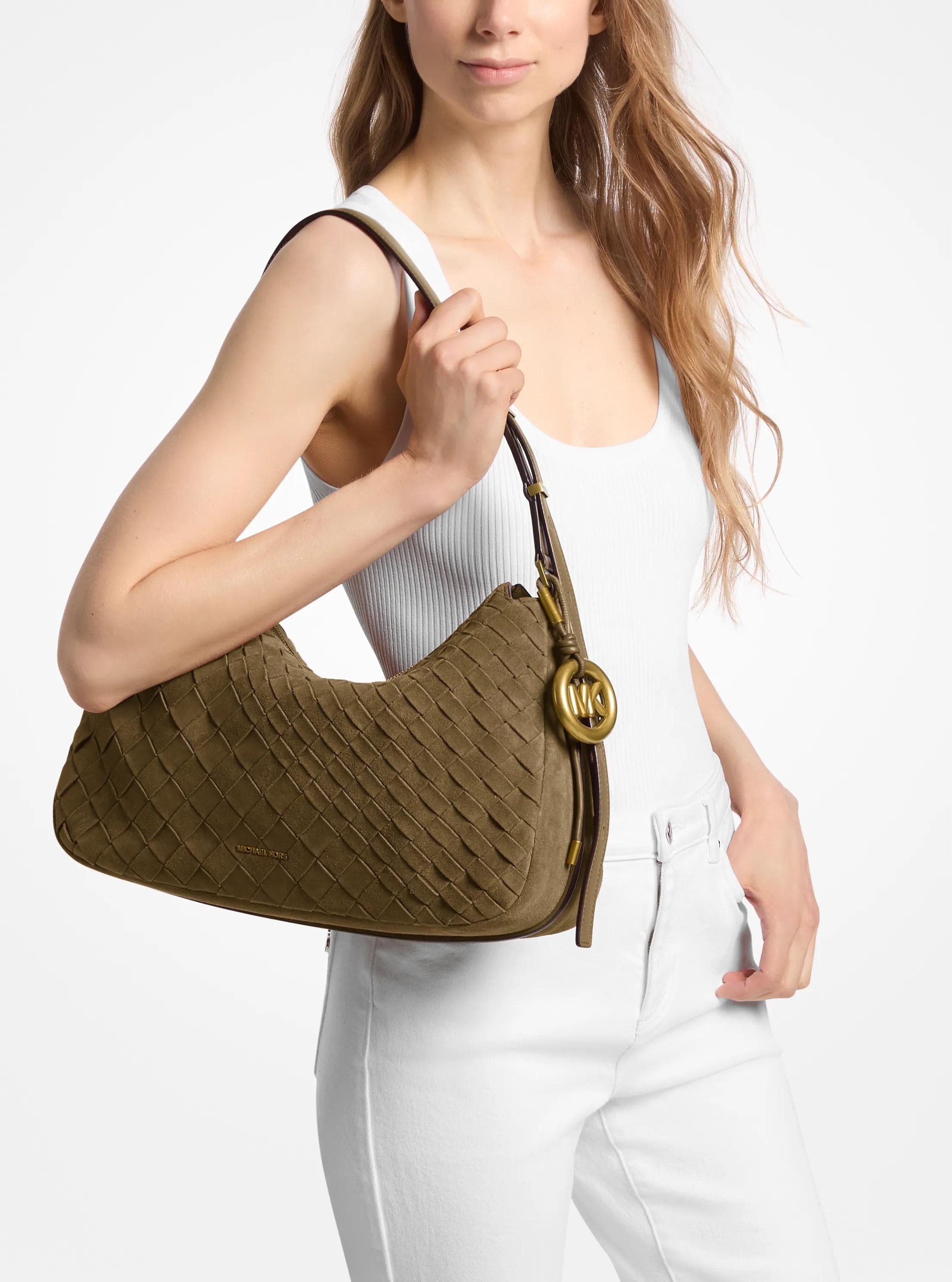 Nolita Medium Hand - Woven Suede Shoulder Bag
