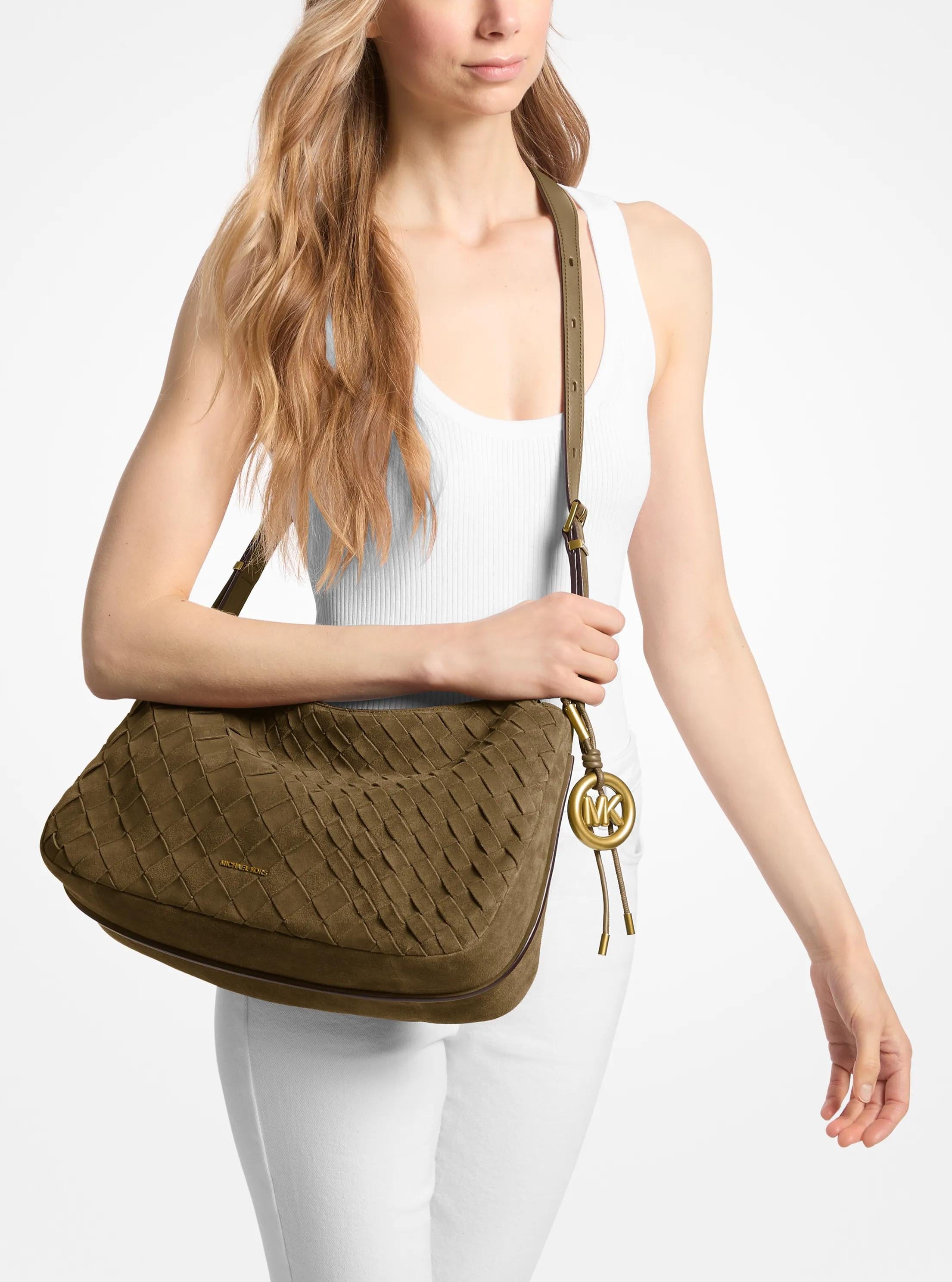Nolita Medium Hand - Woven Suede Shoulder Bag