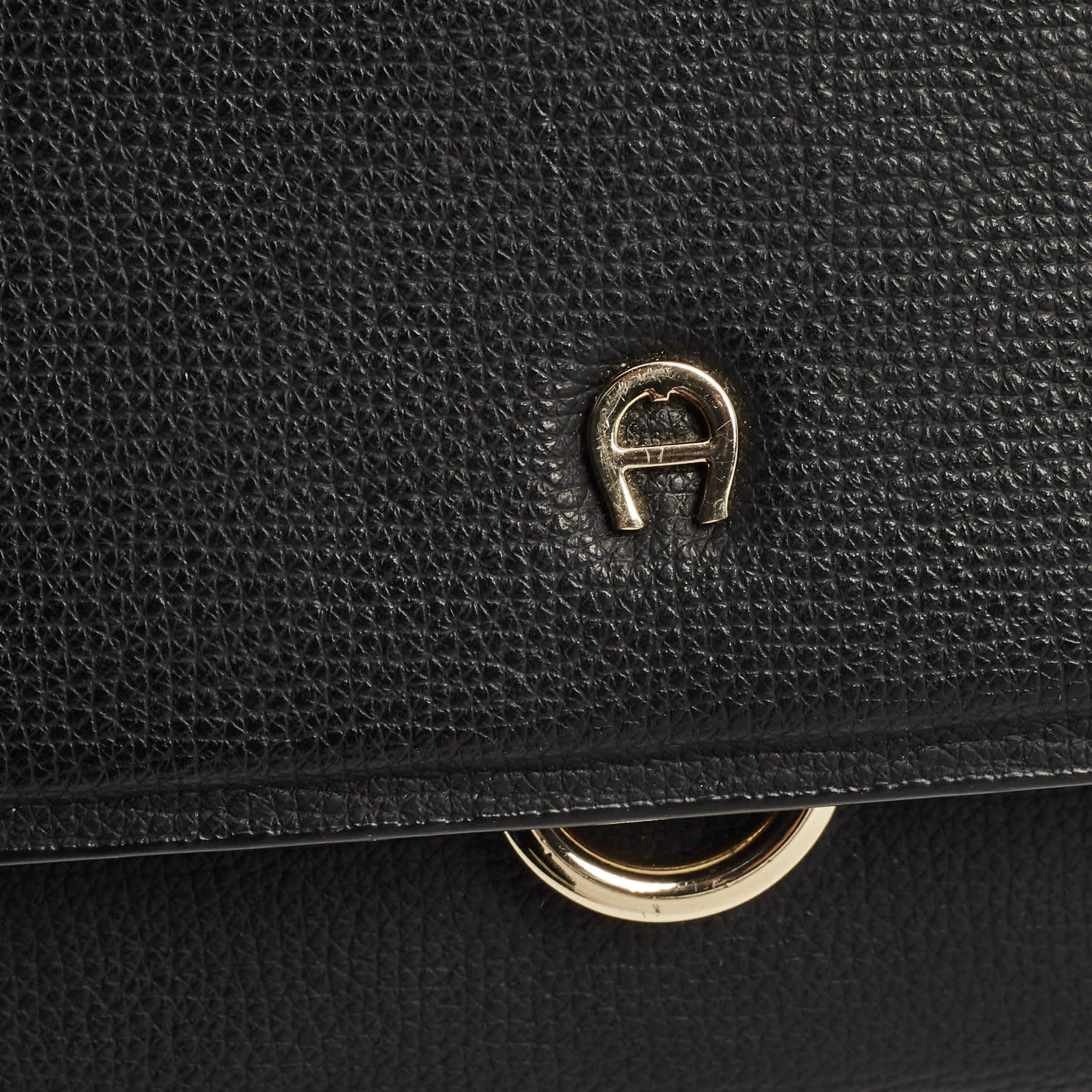 Aigner Grazia Black Coated Canvas And Leather Shoulder Bags