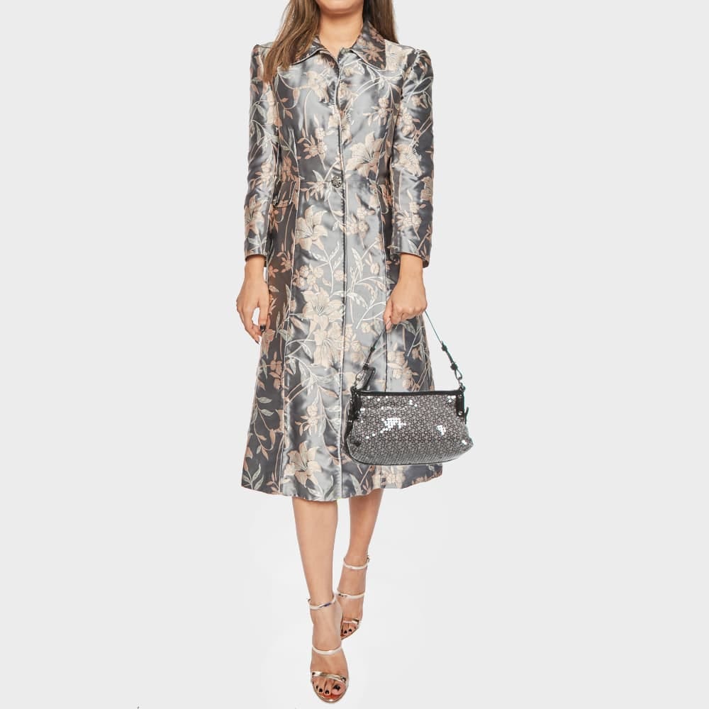 Monogram Dkny Monogram Plum Fabric Patent Leather And Sequins Shoulder Bag
