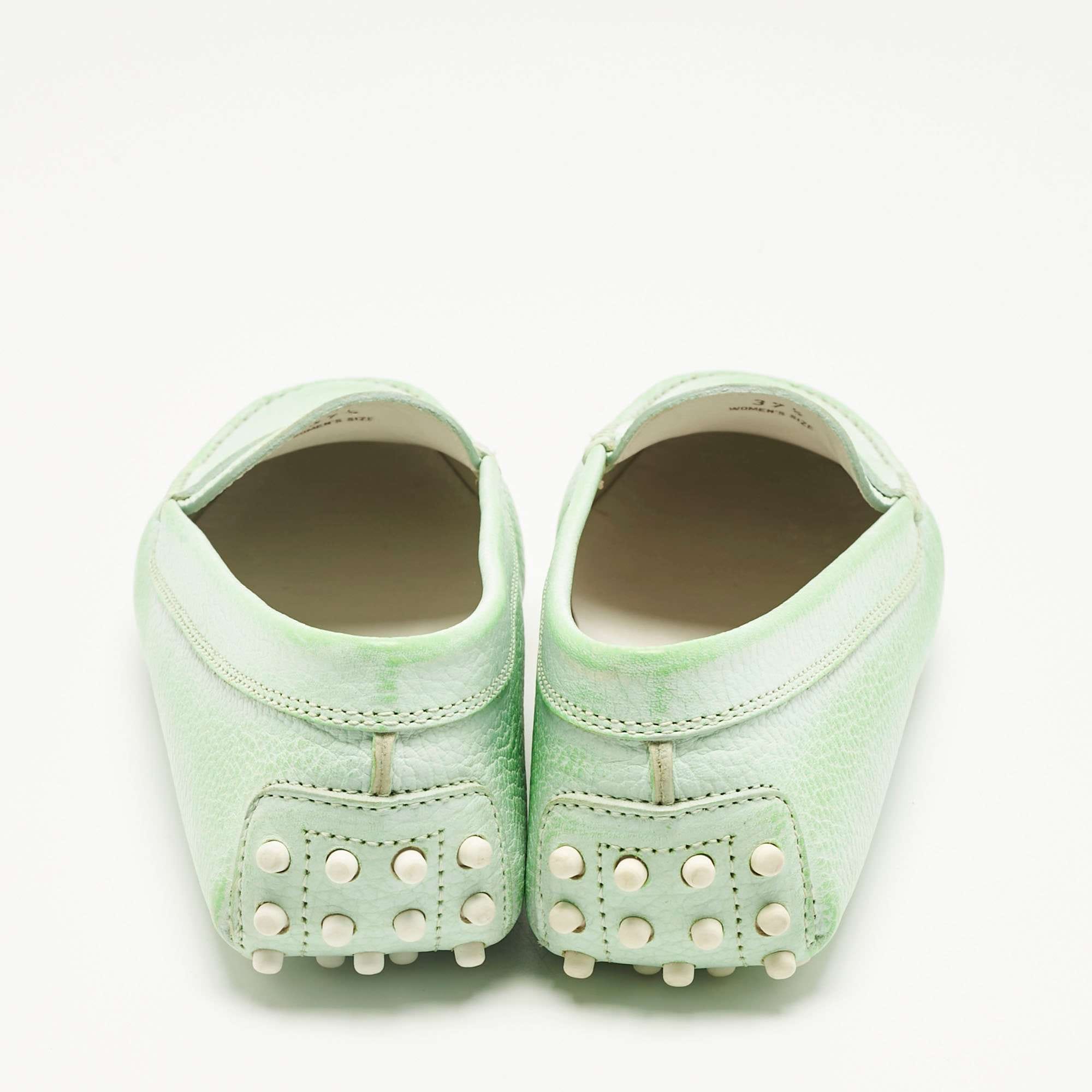 Tod's Green Leather Gommino Driving Loafers