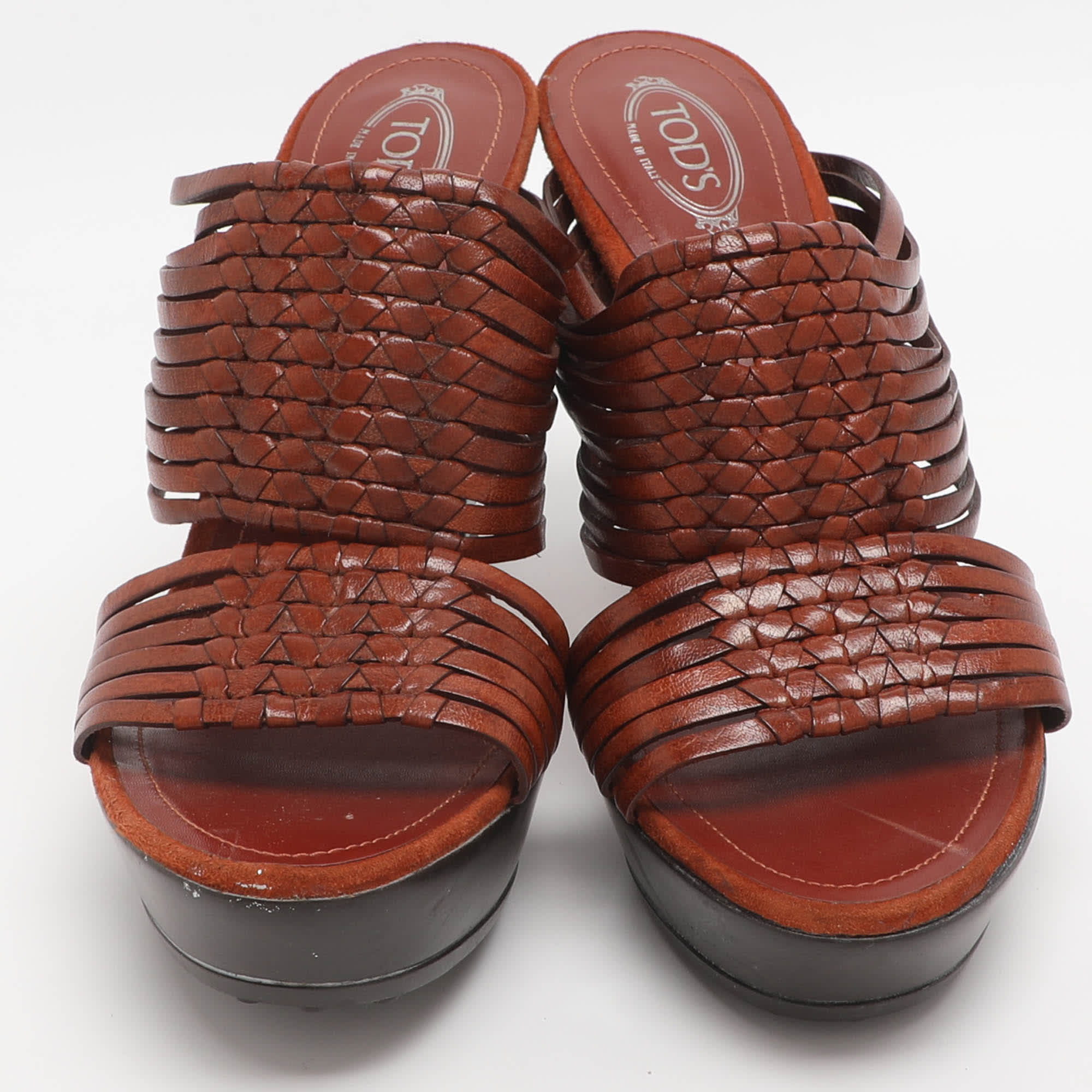 Tod's Size 37.5 Brown Leather Strappy Sandals