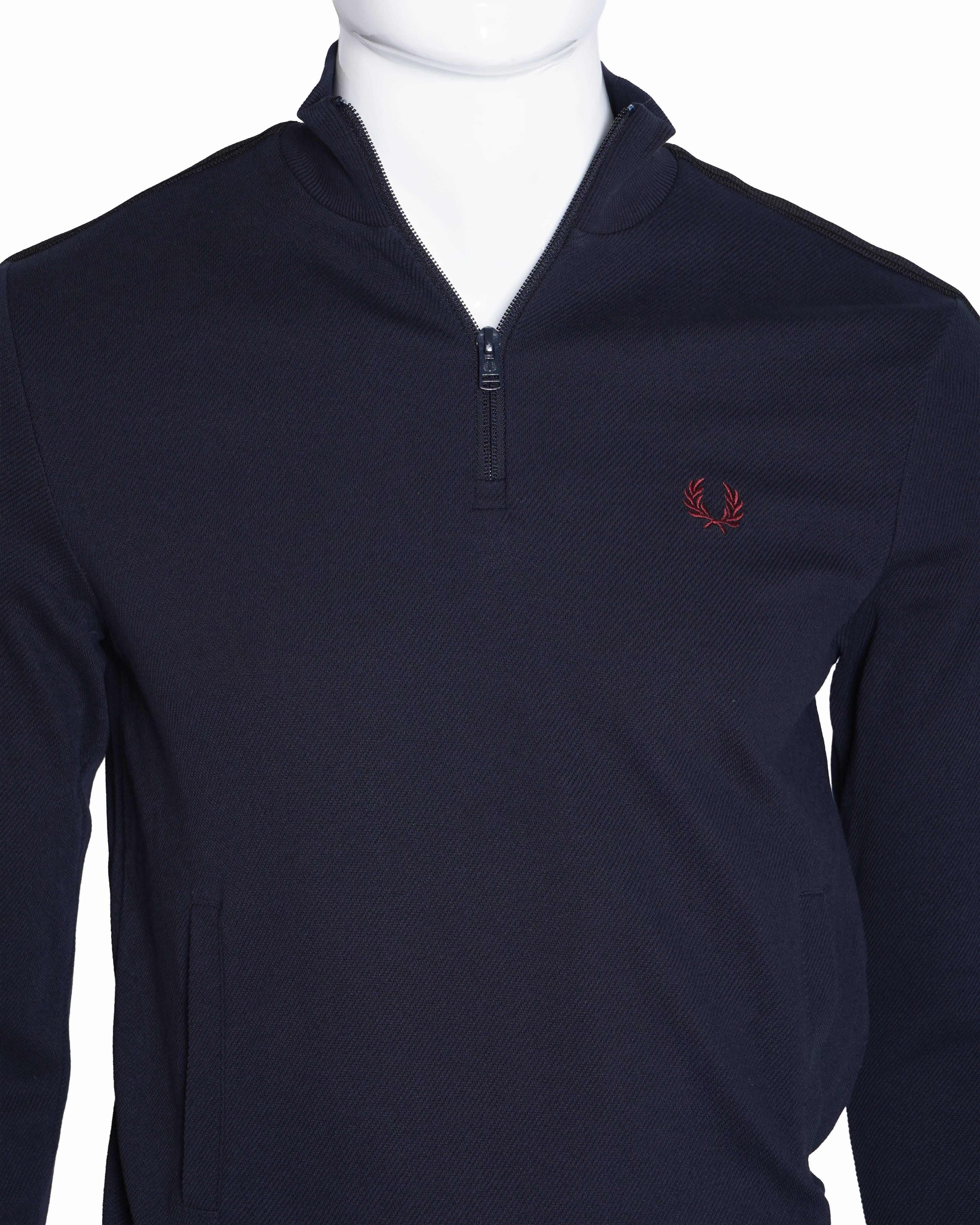 Fred Perry dark blue half - zip T - shirt Pullover