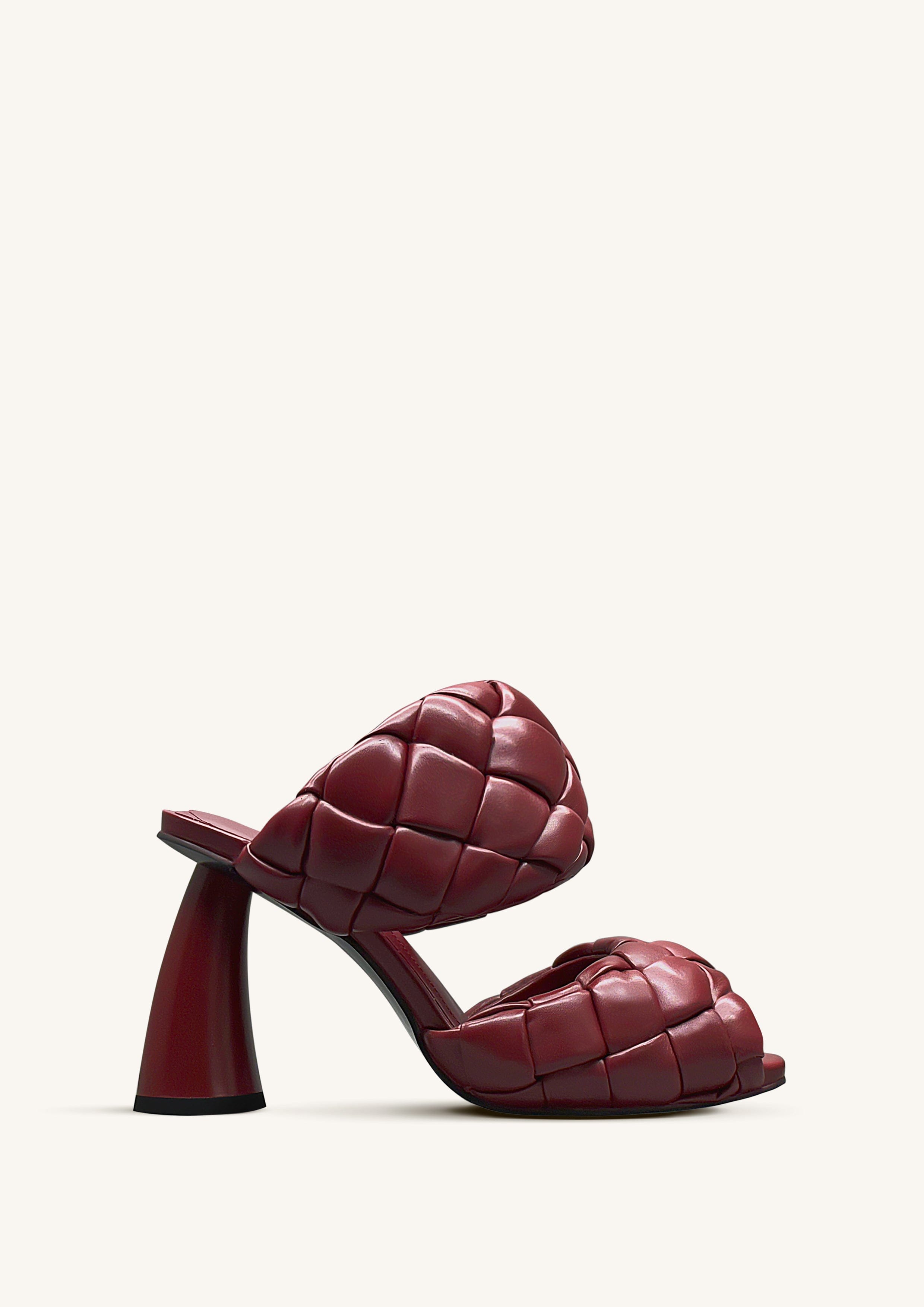 Jw Pei Lillian Weave Leather Heel Mules Burgundy