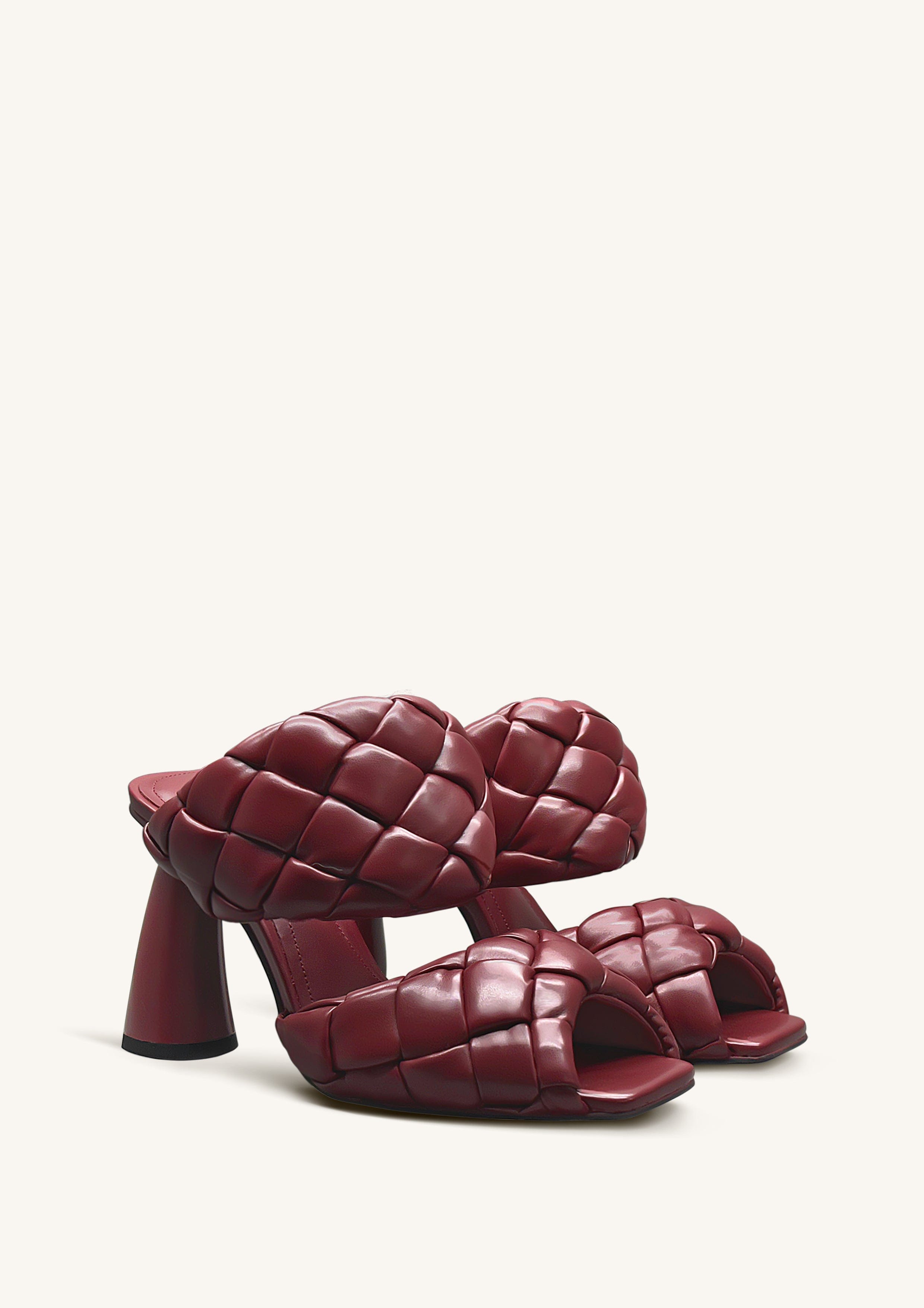 Jw Pei Lillian Weave Leather Heel Mules Burgundy