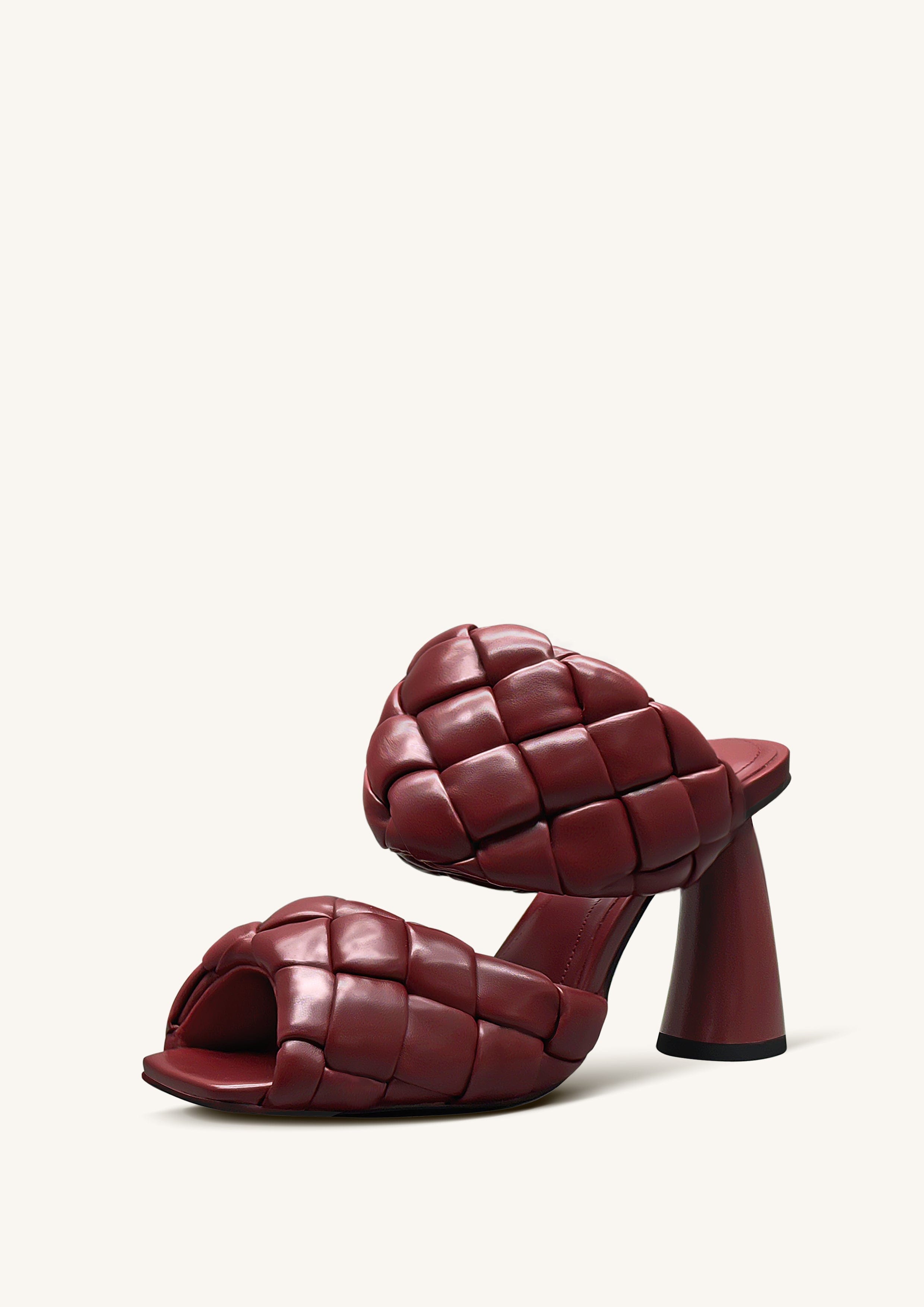 Jw Pei Lillian Weave Leather Heel Mules Burgundy