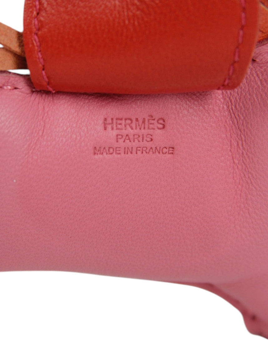 ASC Resale Hermes Red/Orange/Pink Grigri Rodeo MM Horse Bag Charm