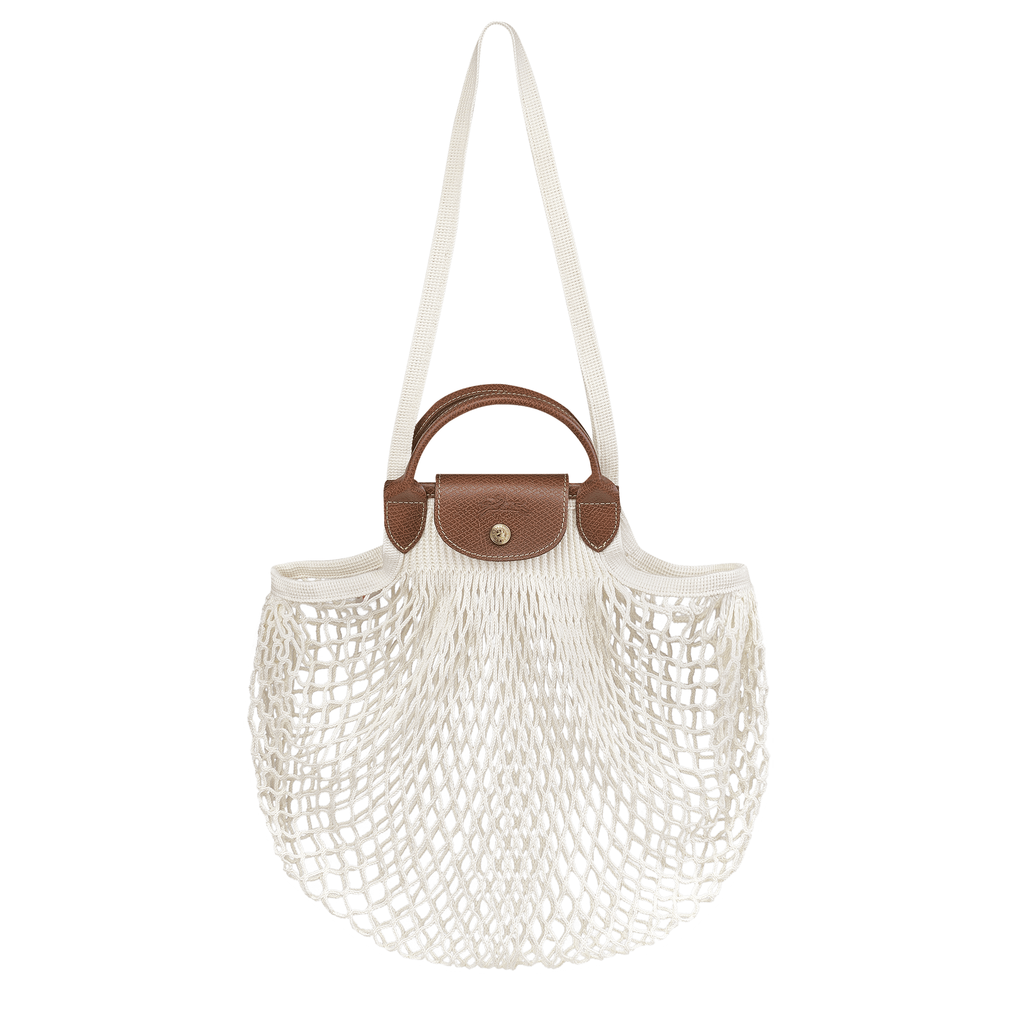 Long Champ Longchamp Le Pliage Filet L Mesh bag Ecru
