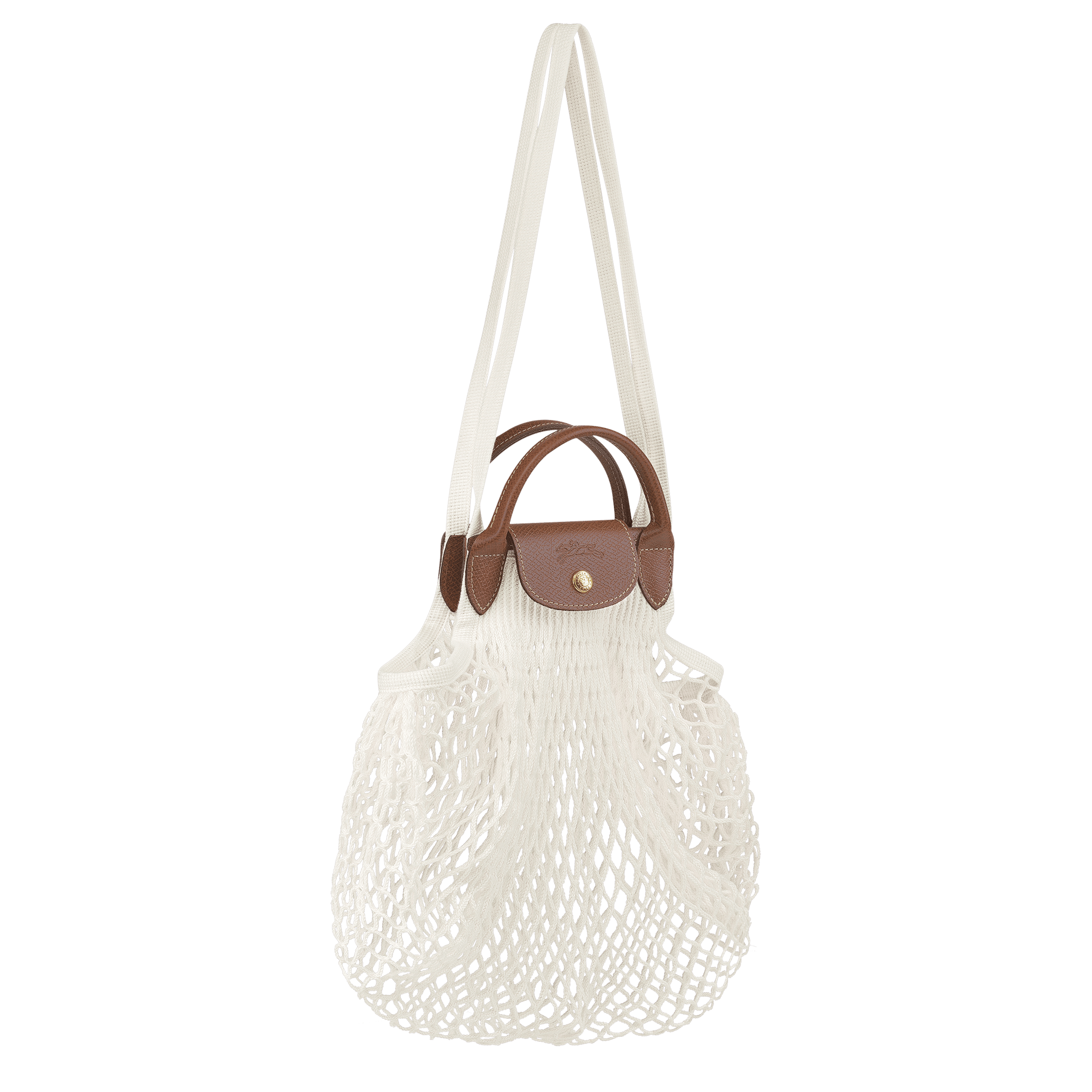 Long Champ Longchamp Le Pliage Filet L Mesh bag Ecru